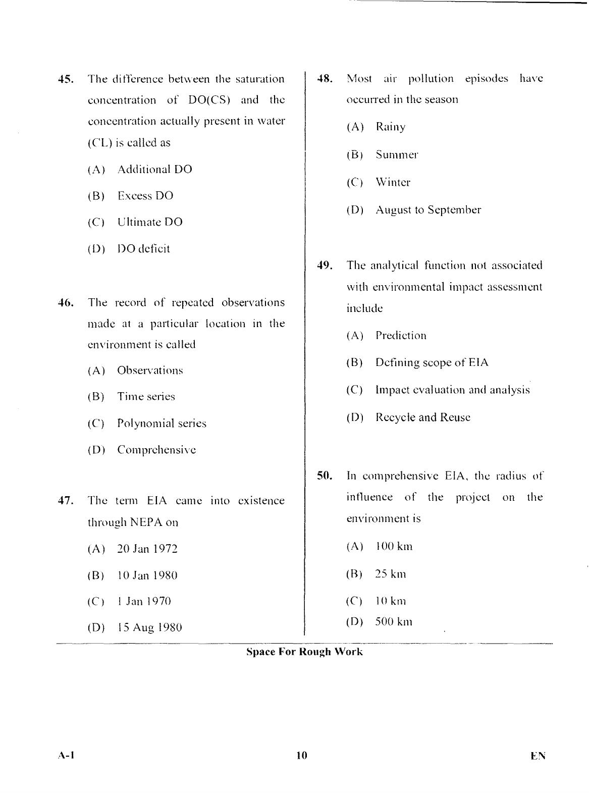 Karnataka PGCET 2017 Environmental Engineering Question Paper - Page 9