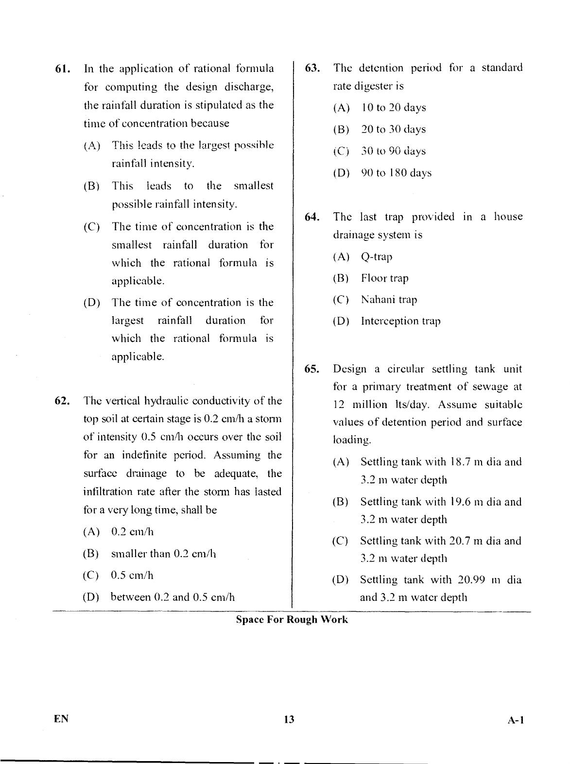 Karnataka PGCET 2017 Environmental Engineering Question Paper - Page 12