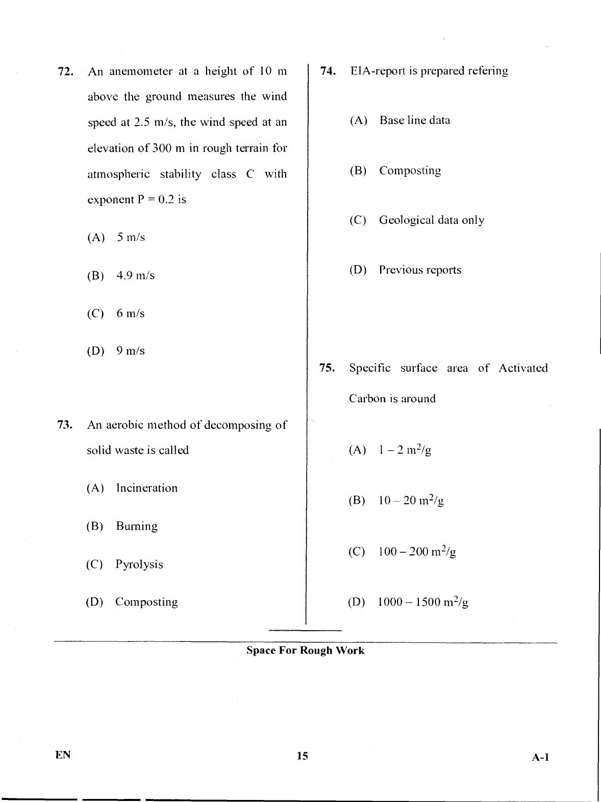 Karnataka PGCET 2017 Environmental Engineering Question Paper - Page 14