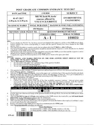 Karnataka PGCET 2017 Environmental Engineering Question Paper