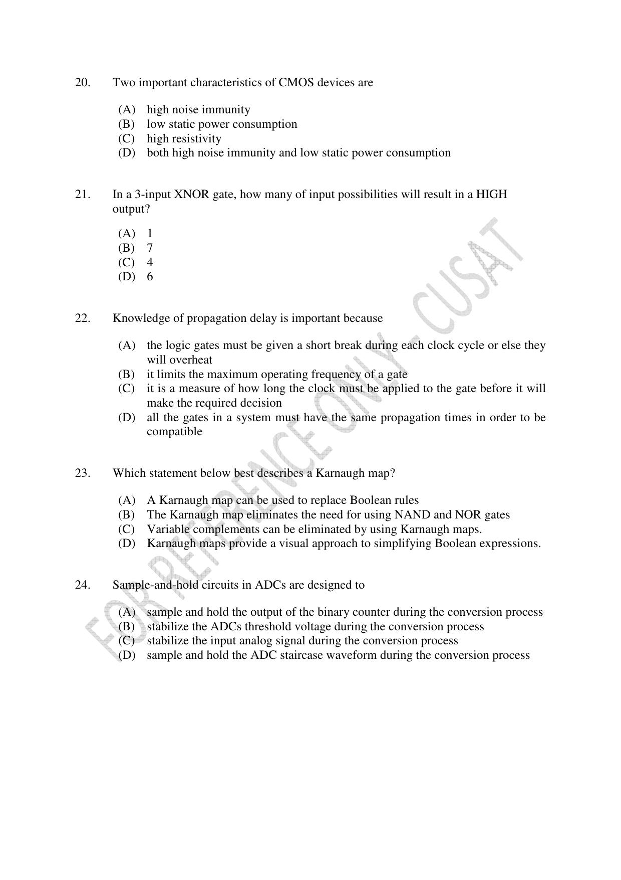 CUSAT CAT 2023 ELECTRONICS Question Paper - Page 5