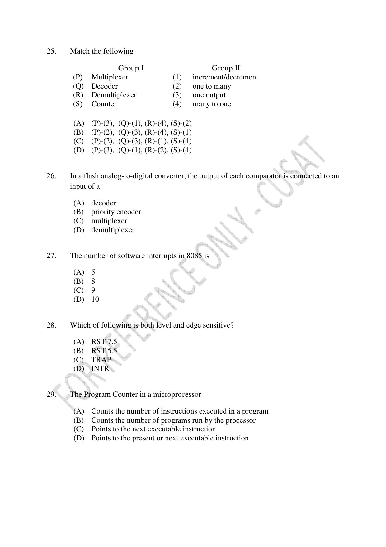 CUSAT CAT 2023 ELECTRONICS Question Paper - Page 6