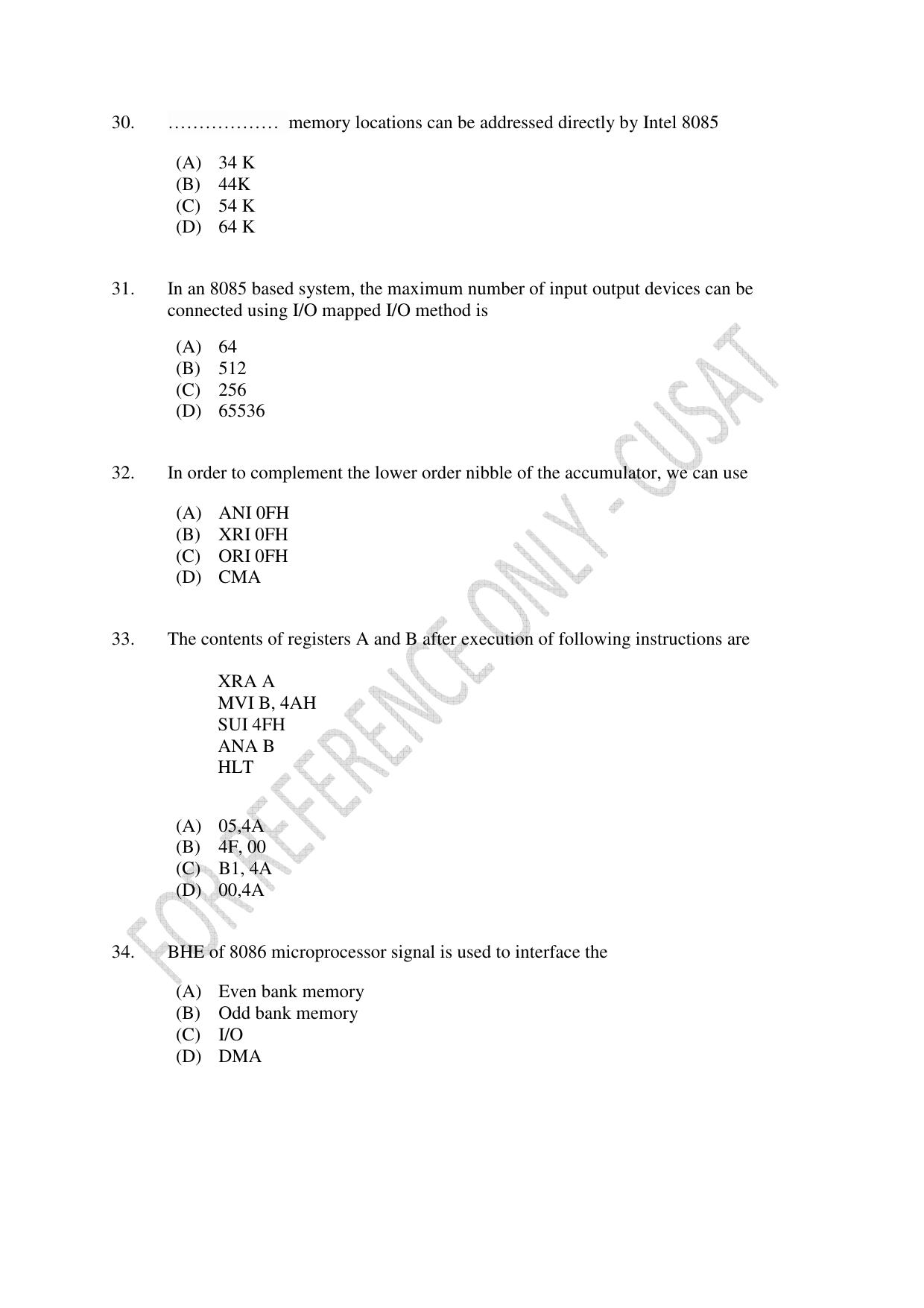CUSAT CAT 2023 ELECTRONICS Question Paper - Page 7