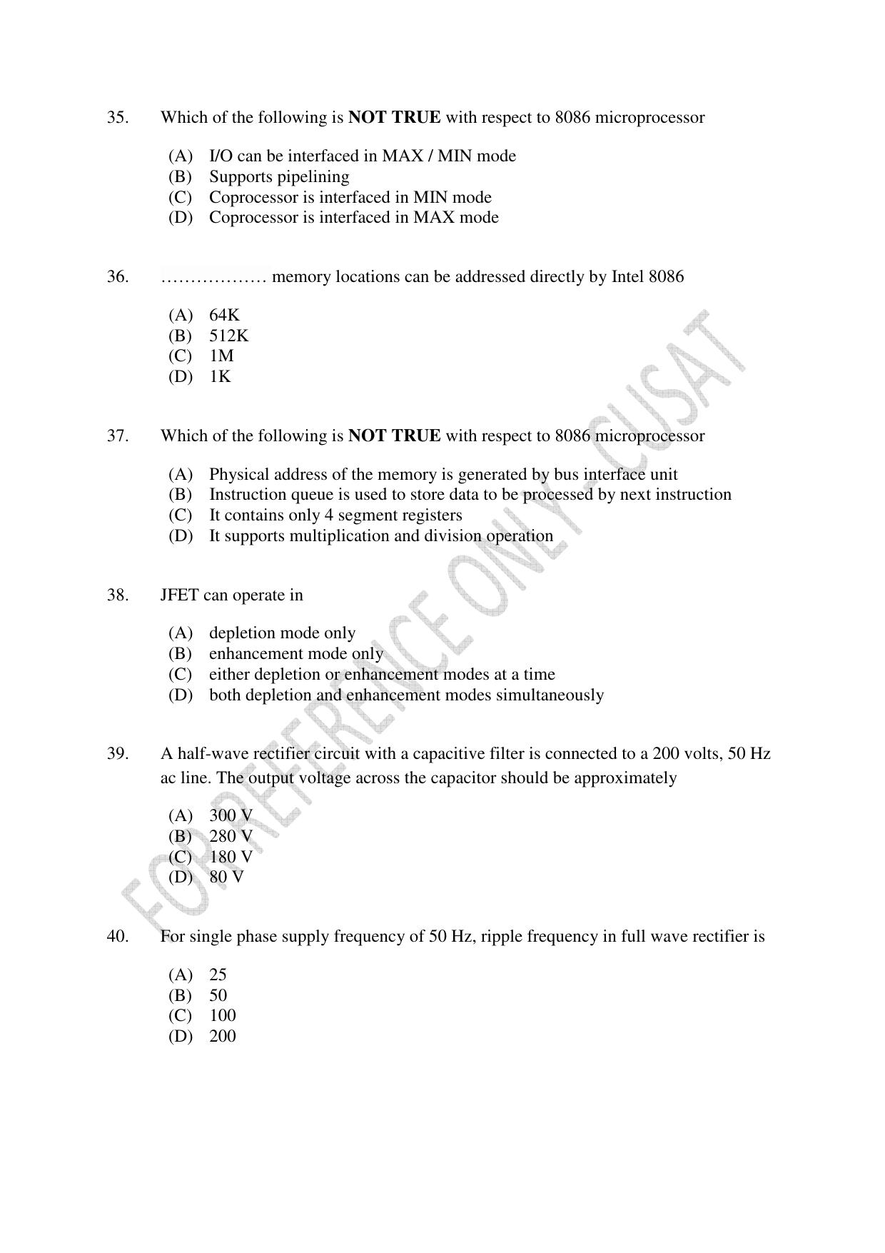 CUSAT CAT 2023 ELECTRONICS Question Paper - Page 8