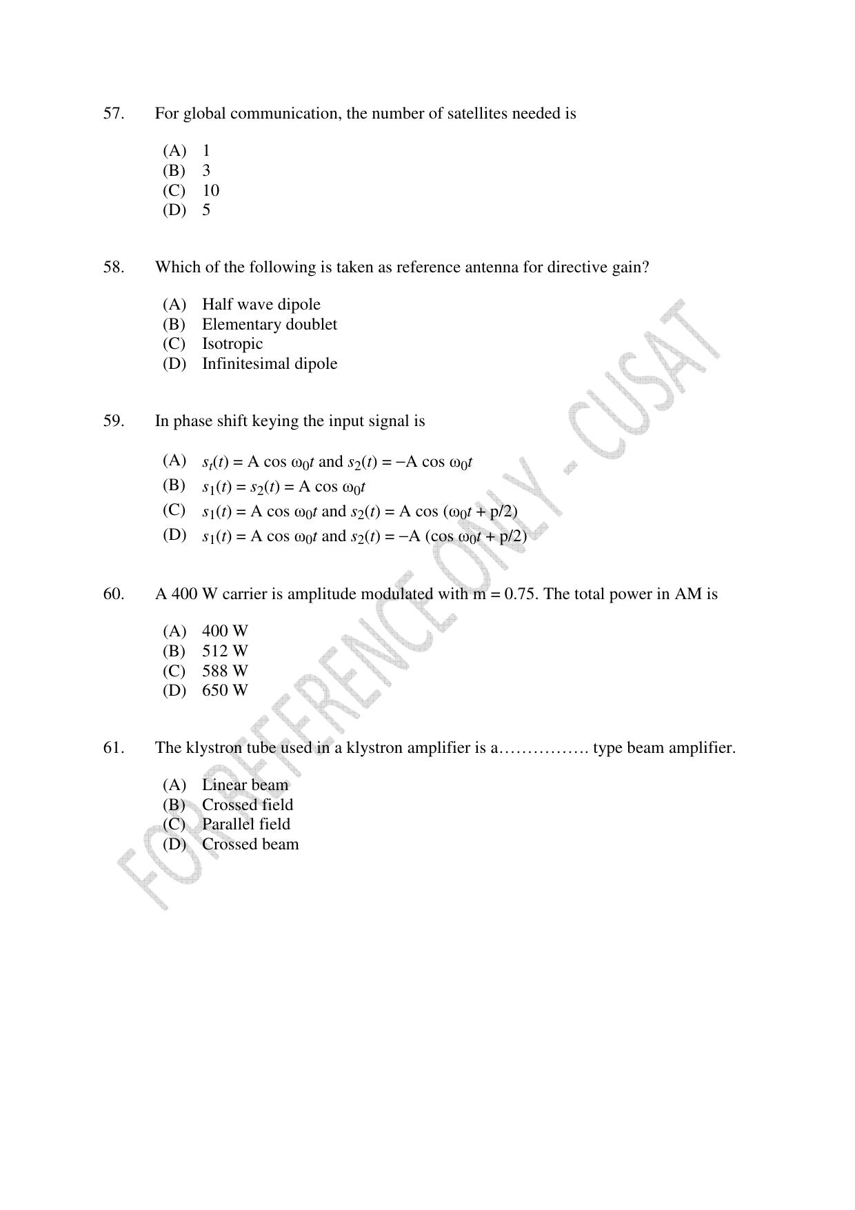 CUSAT CAT 2023 ELECTRONICS Question Paper - Page 12