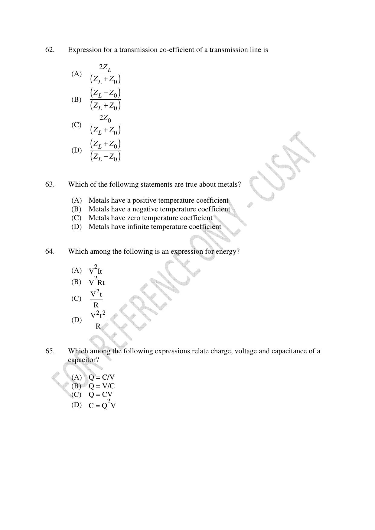 CUSAT CAT 2023 ELECTRONICS Question Paper - Page 13