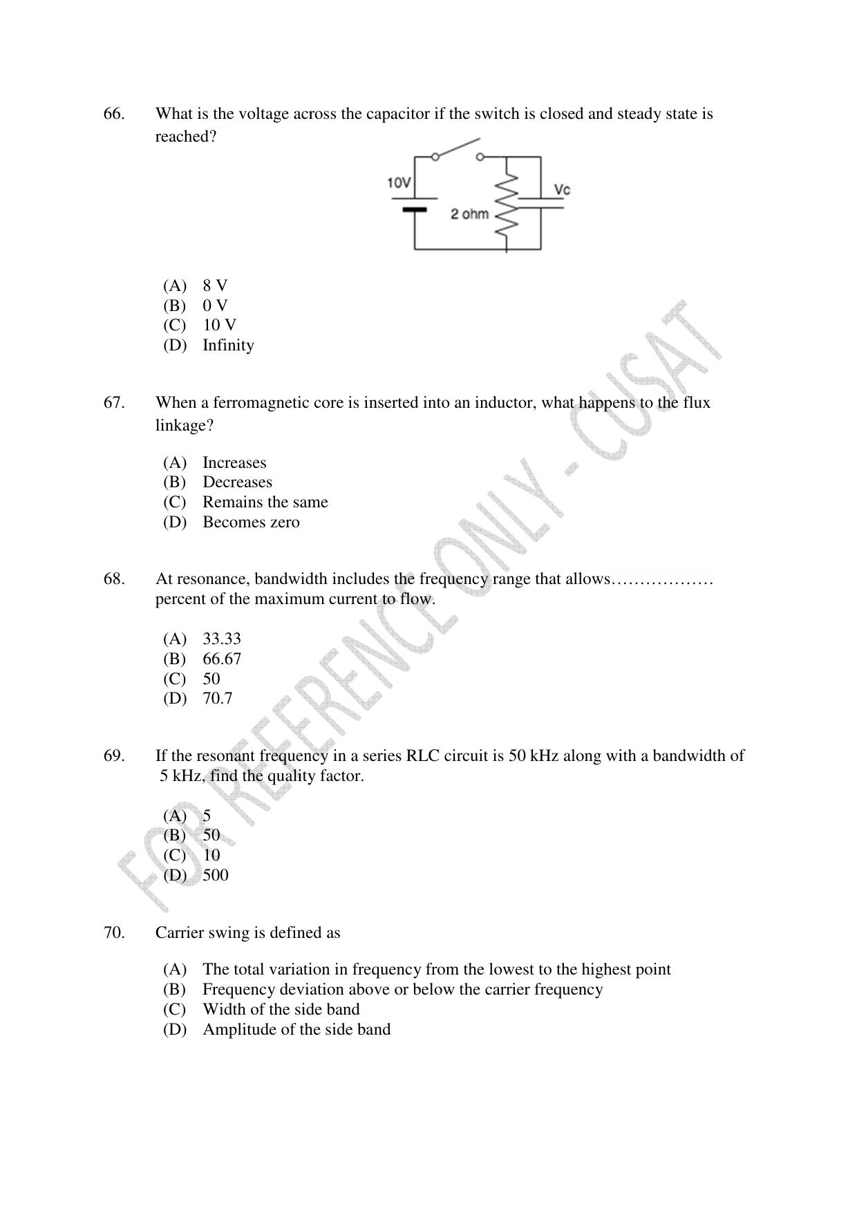 CUSAT CAT 2023 ELECTRONICS Question Paper - Page 14