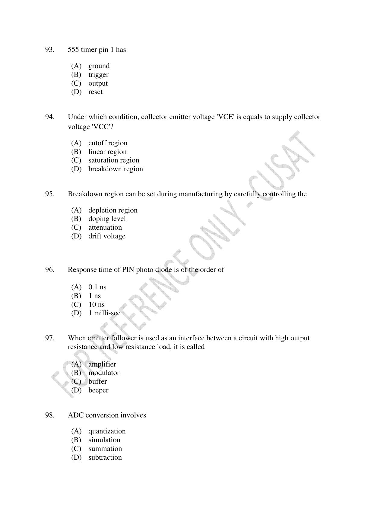 CUSAT CAT 2023 ELECTRONICS Question Paper - Page 19