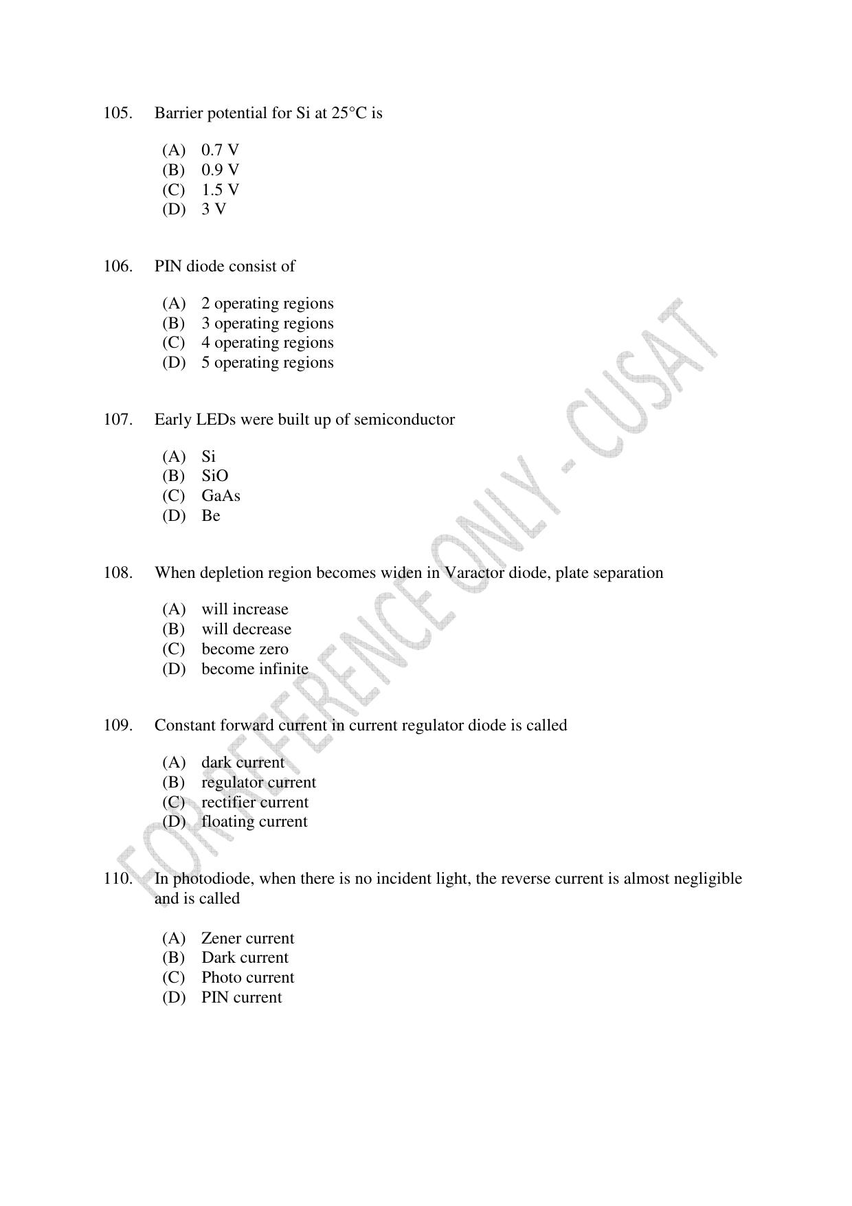 CUSAT CAT 2023 ELECTRONICS Question Paper - Page 21