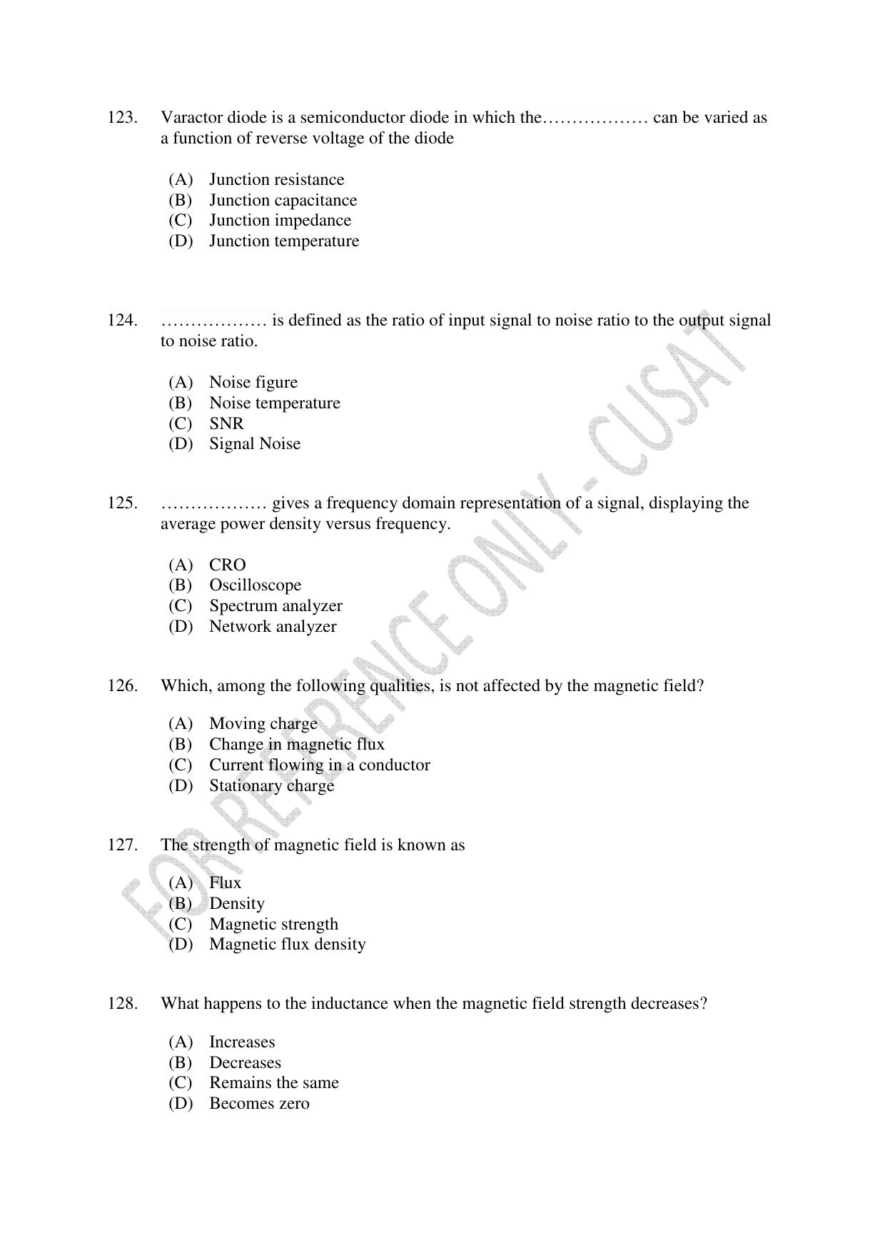 CUSAT CAT 2023 ELECTRONICS Question Paper - Page 24