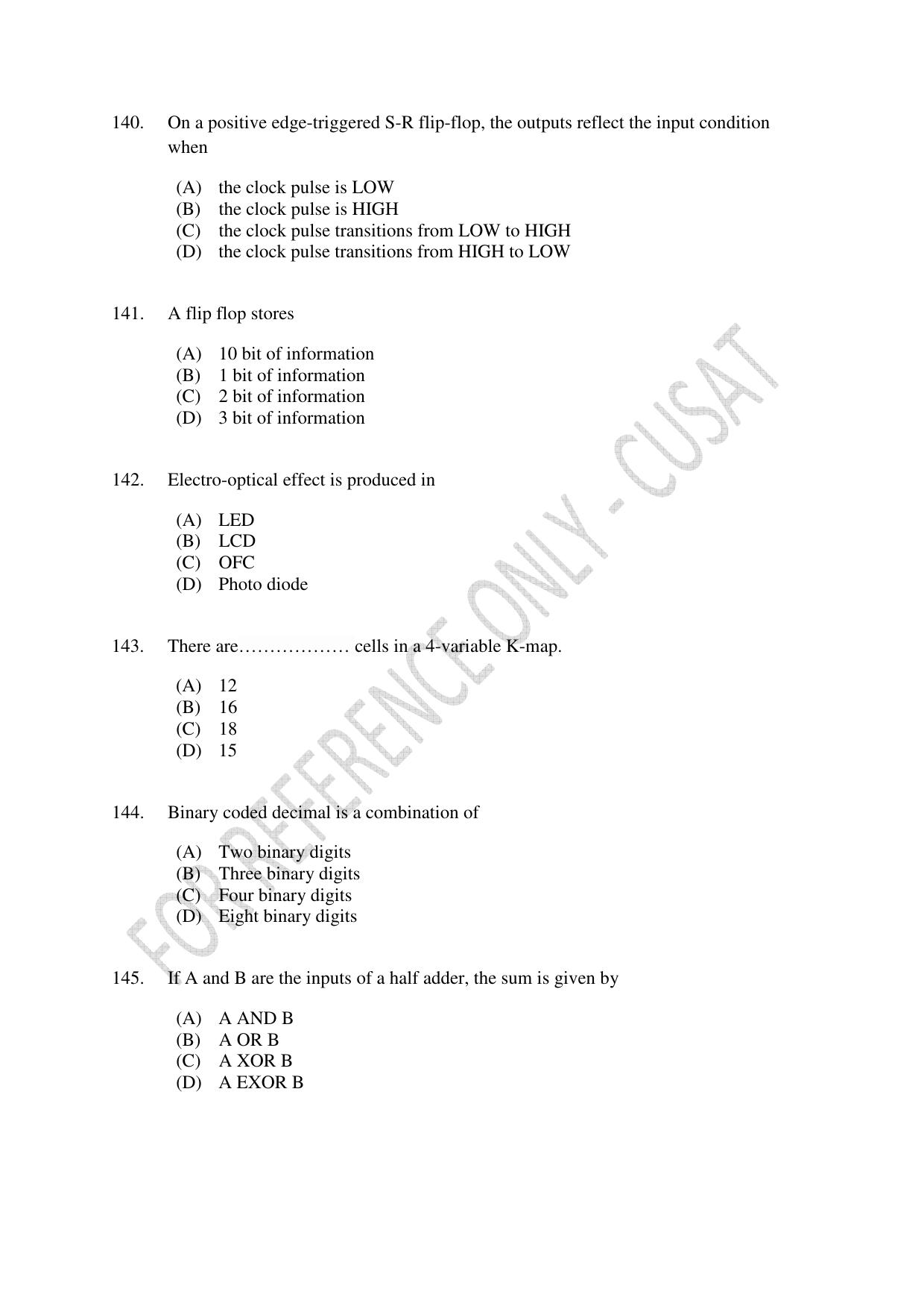 CUSAT CAT 2023 ELECTRONICS Question Paper - Page 27