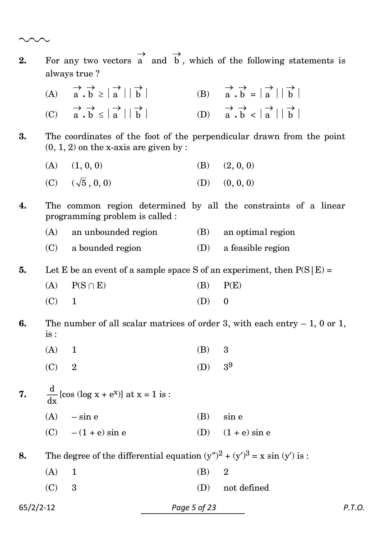 CBSE Class 12 65-2-2 Mathematics 2024 Question Paper - Page 5