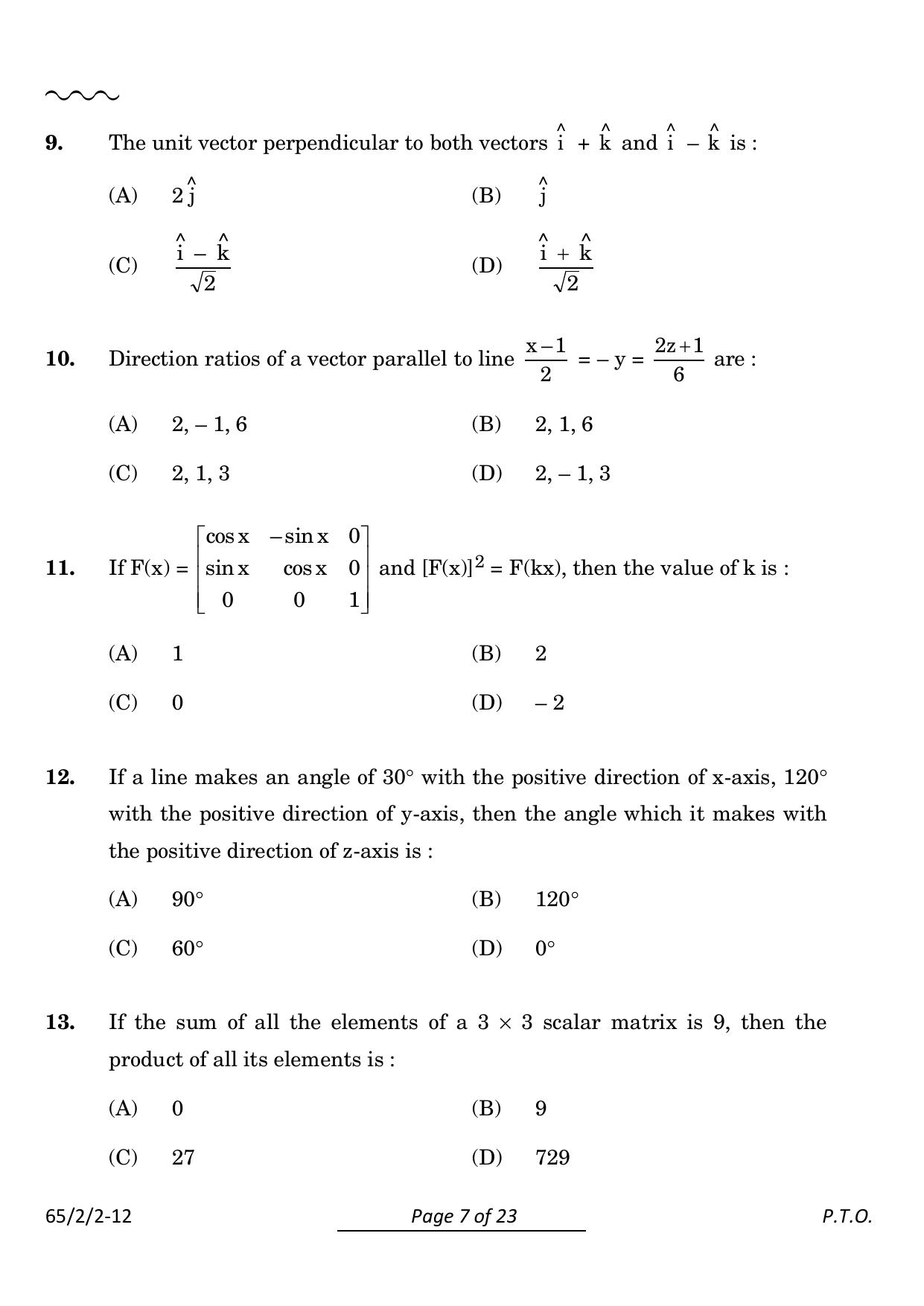 CBSE Class 12 65-2-2 Mathematics 2024 Question Paper - Page 7