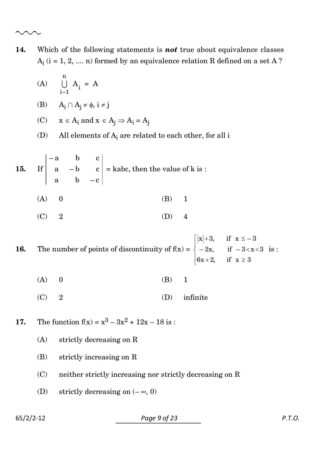 CBSE Class 12 65-2-2 Mathematics 2024 Question Paper - Page 9