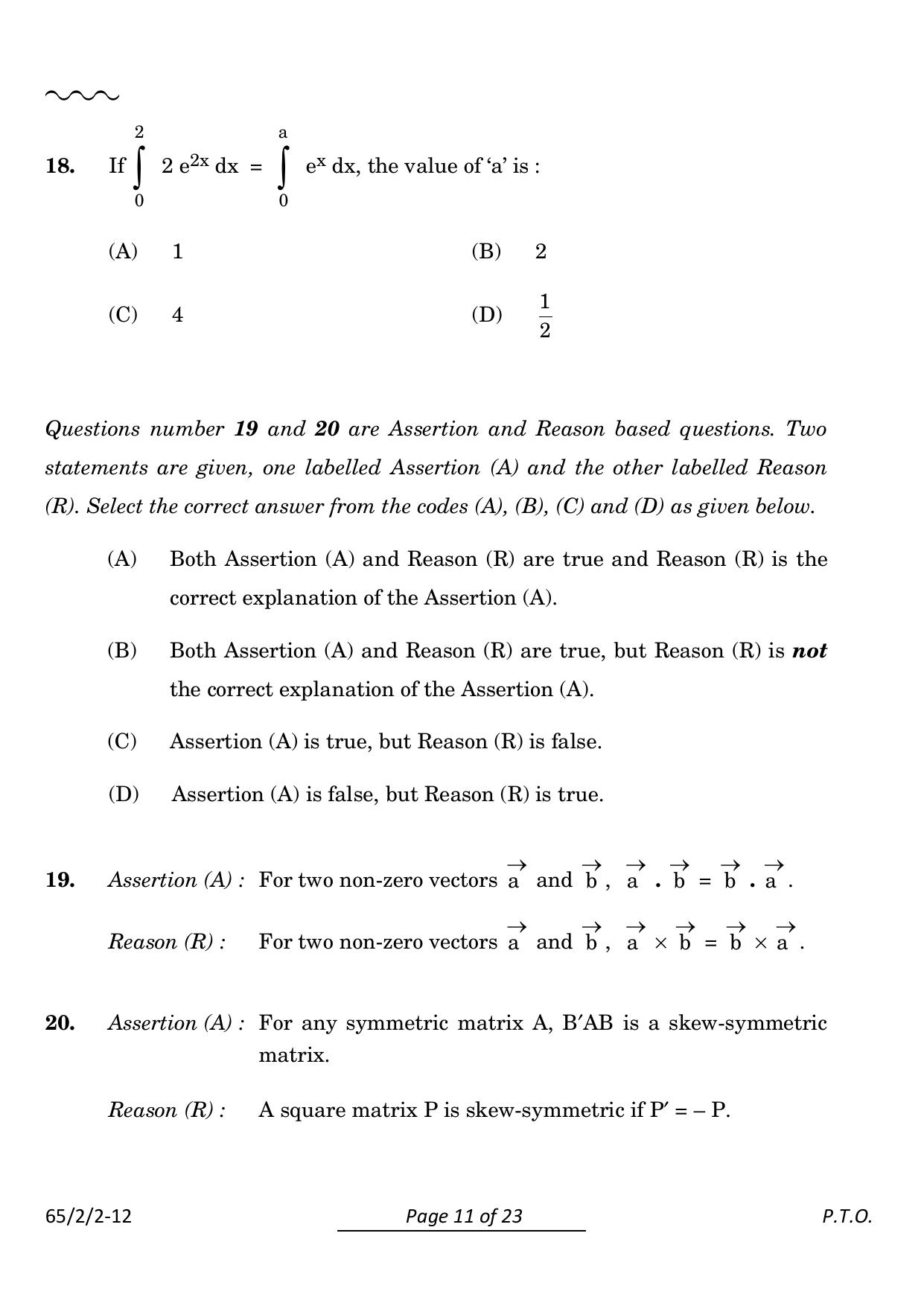 CBSE Class 12 65-2-2 Mathematics 2024 Question Paper - Page 11