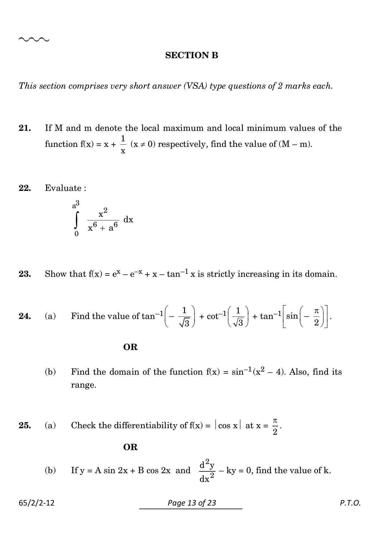 CBSE Class 12 65-2-2 Mathematics 2024 Question Paper - Page 13