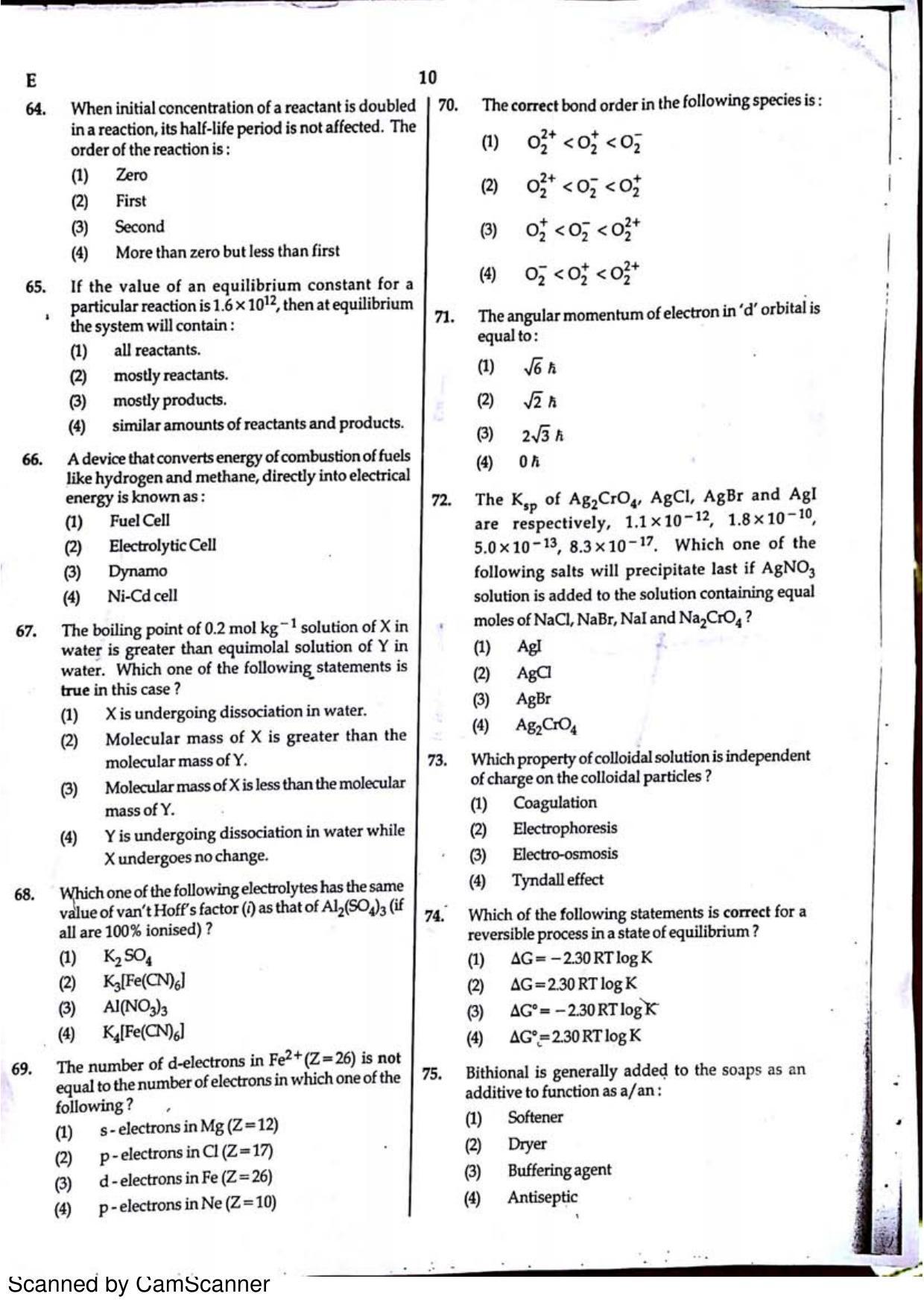 NEET Code E 2015 Question Paper - Page 10