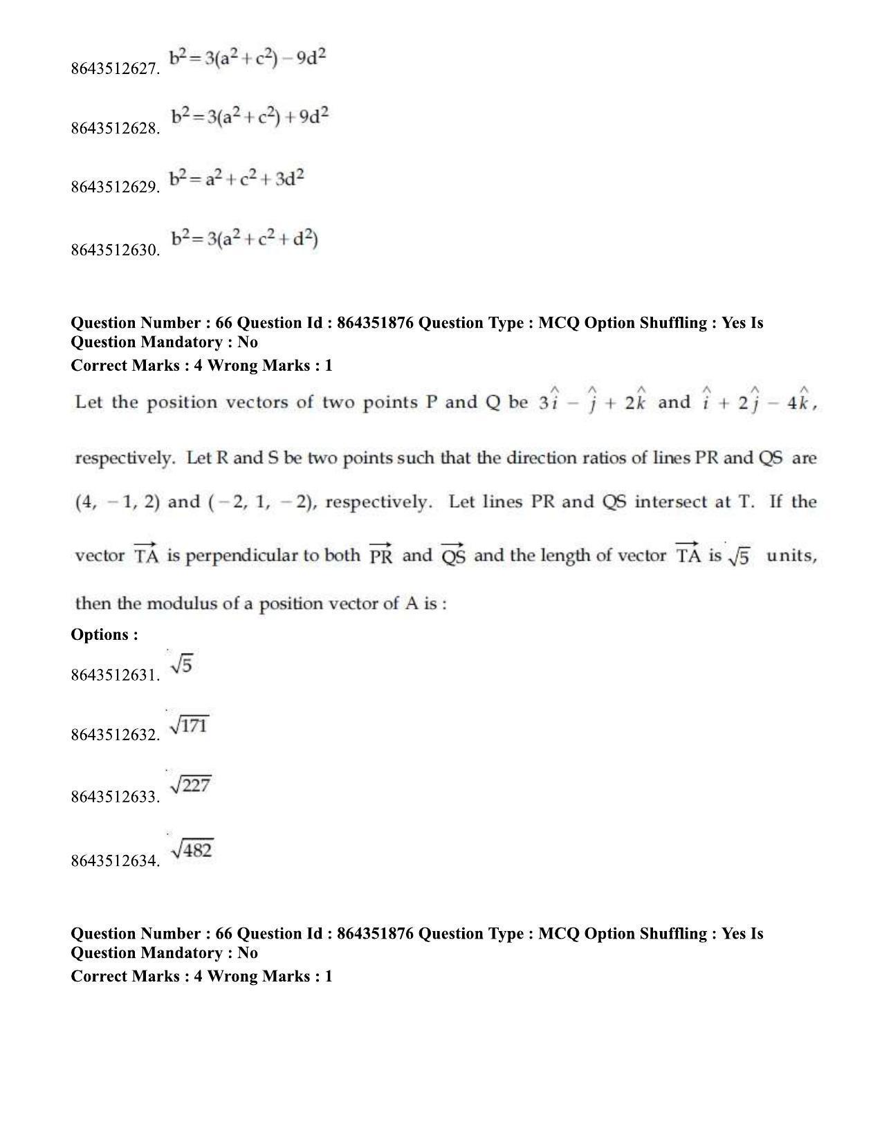 JEE Mains 2021:BTech EG (Shift 1) 16-03-2021 Question Paper - Page 73