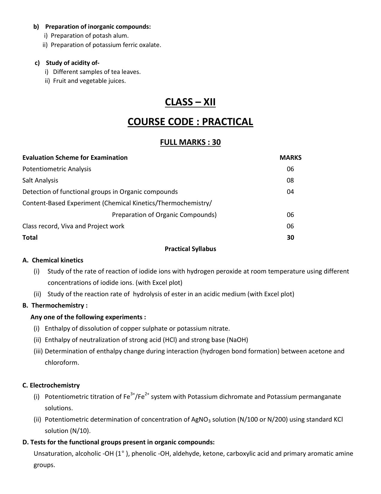 WBCHSE Class 11 & 12 Syllabus for Chemistry (CHEM) (SET I) - Page 10