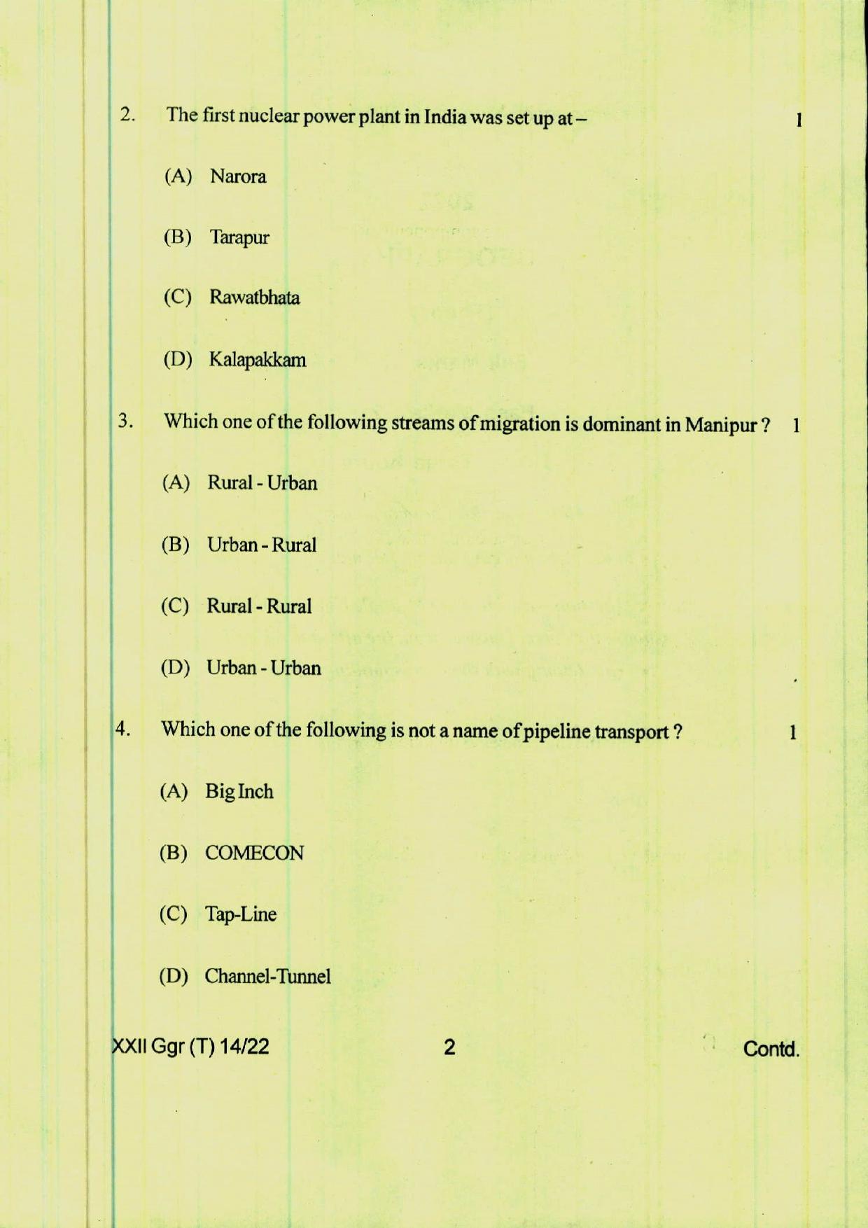 COHSEM 12th Question Papers 2022 Geography - Page 2