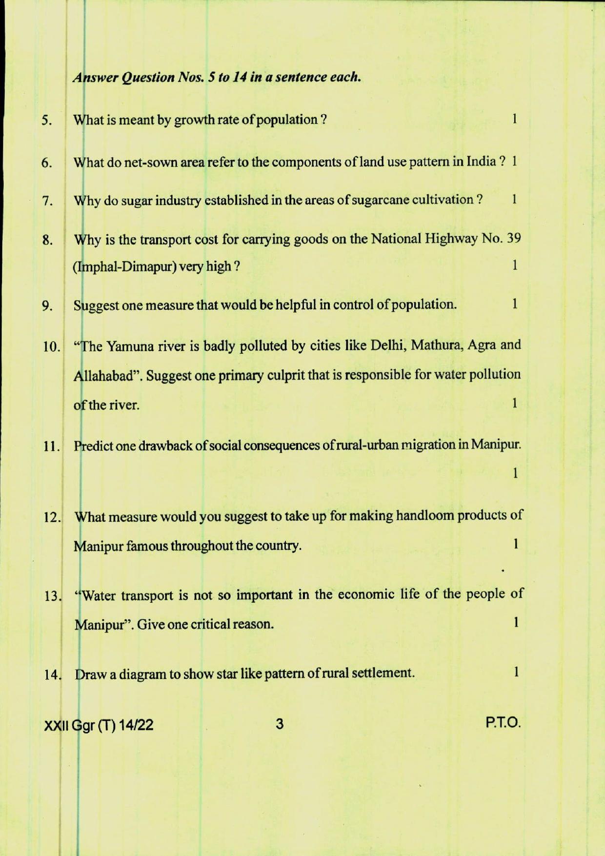 COHSEM 12th Question Papers 2022 Geography - Page 3