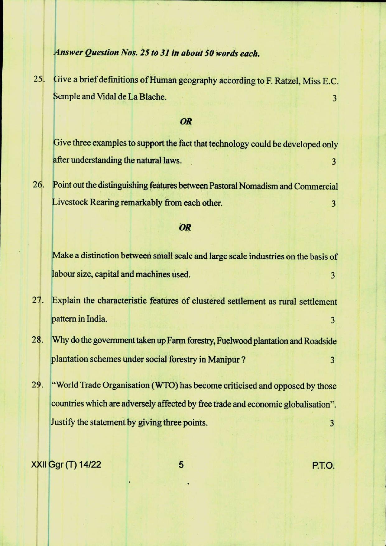 COHSEM 12th Question Papers 2022 Geography - Page 5