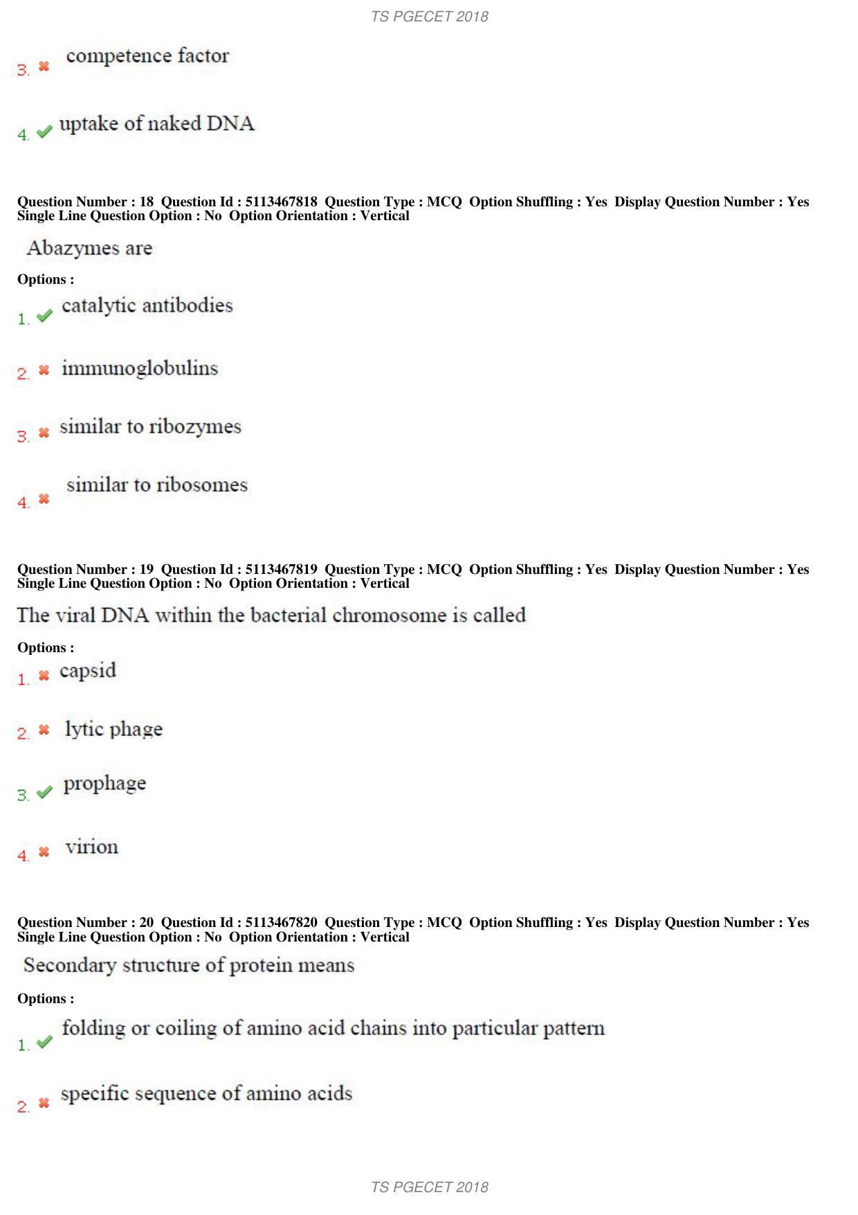 TS PGECET 2018: Bio Technology Question Papers - Page 8