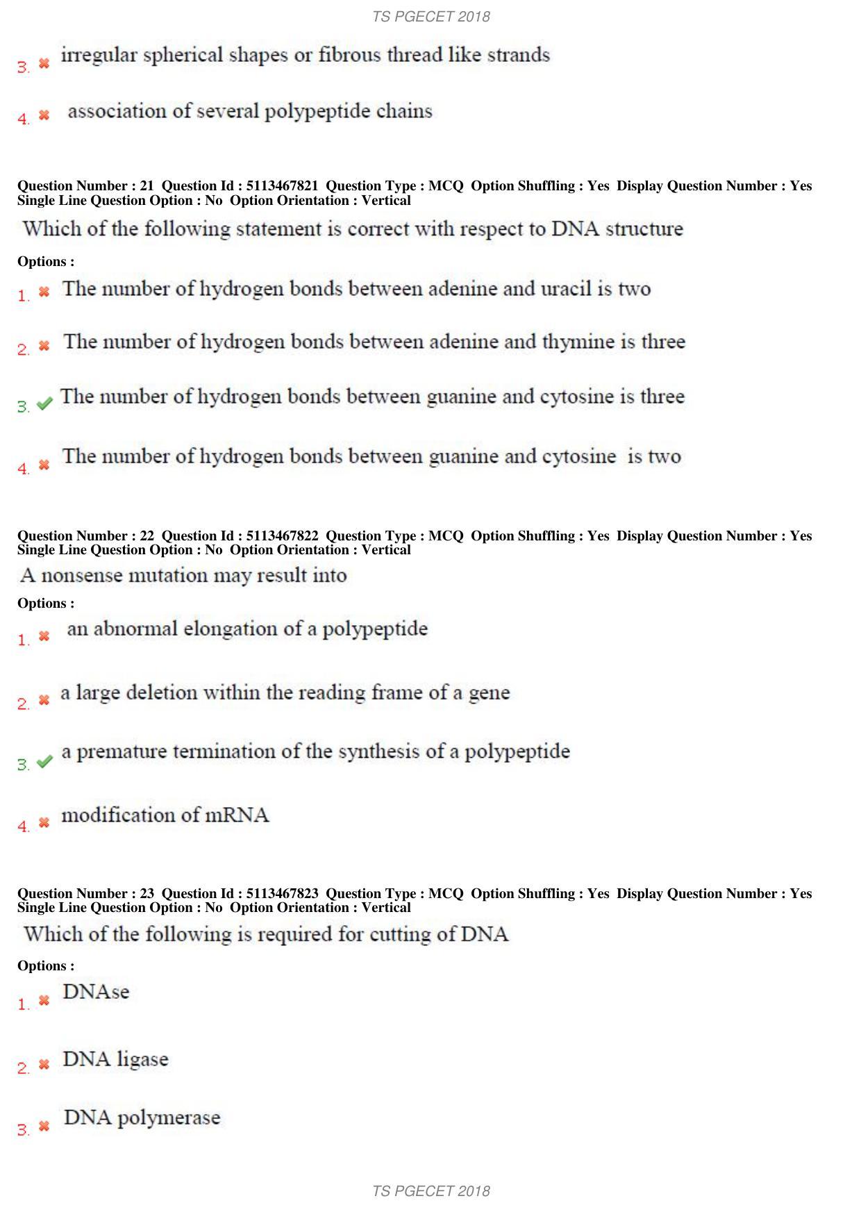 TS PGECET 2018: Bio Technology Question Papers - Page 9