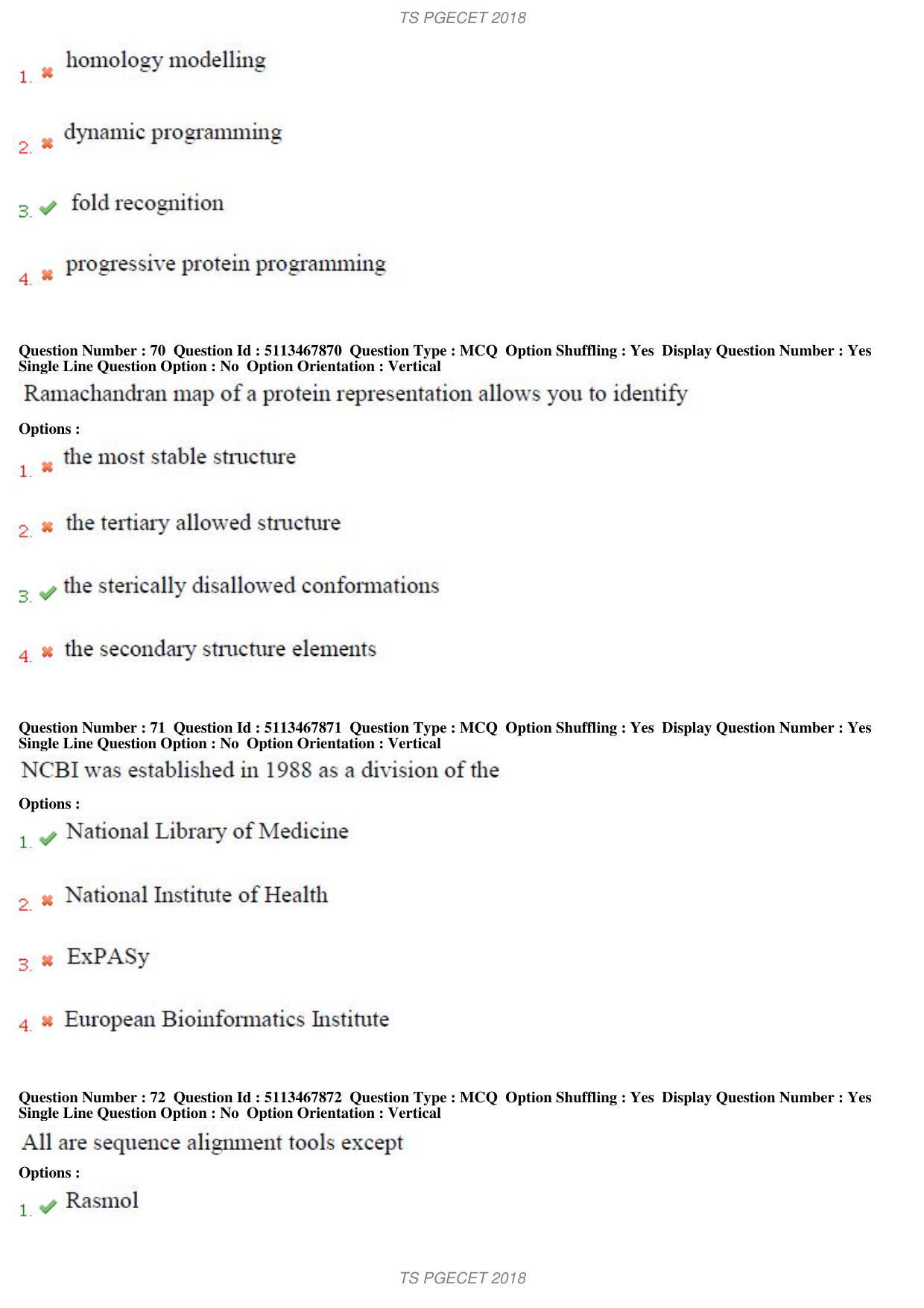 TS PGECET 2018: Bio Technology Question Papers - Page 25