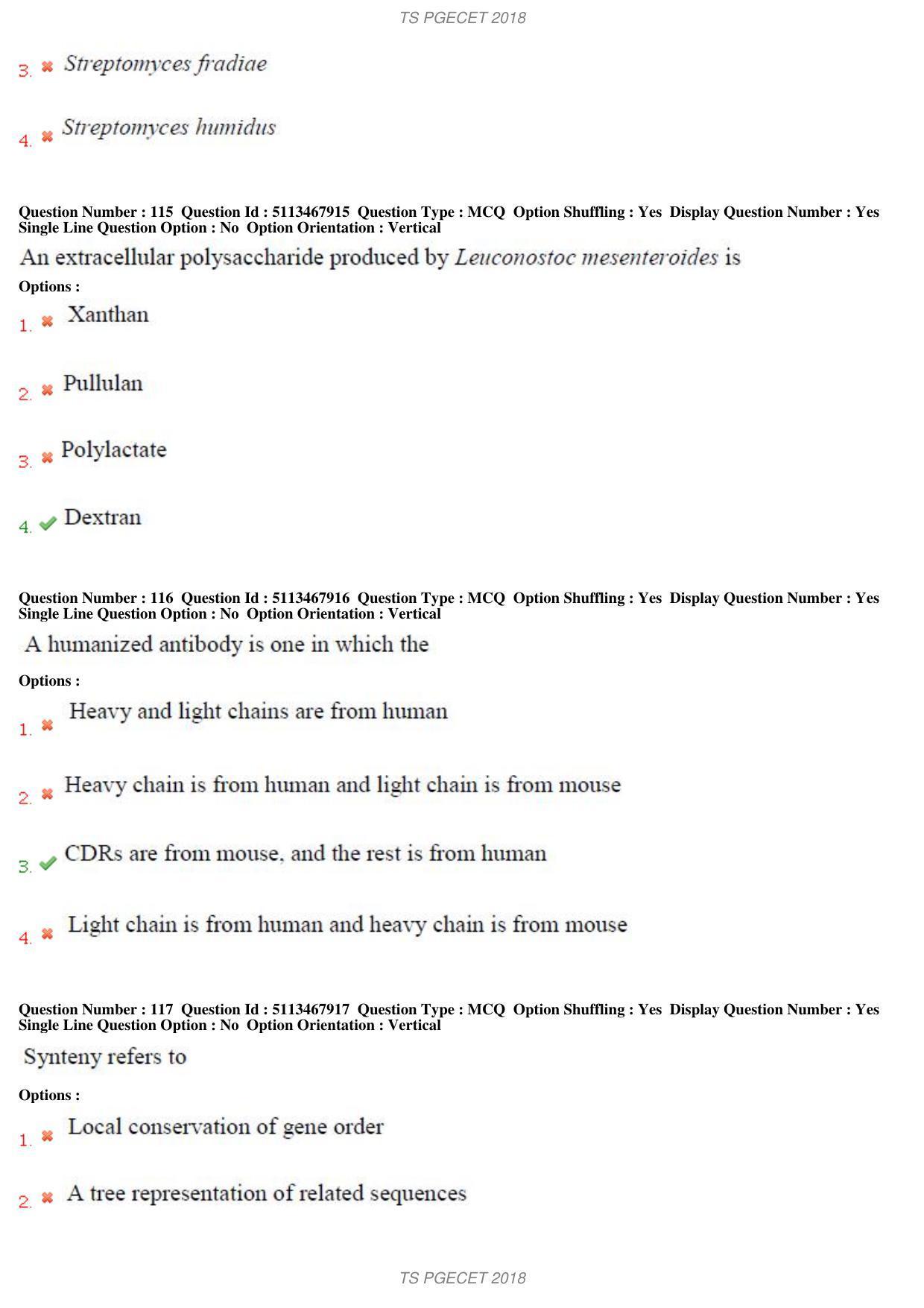 TS PGECET 2018: Bio Technology Question Papers - Page 40
