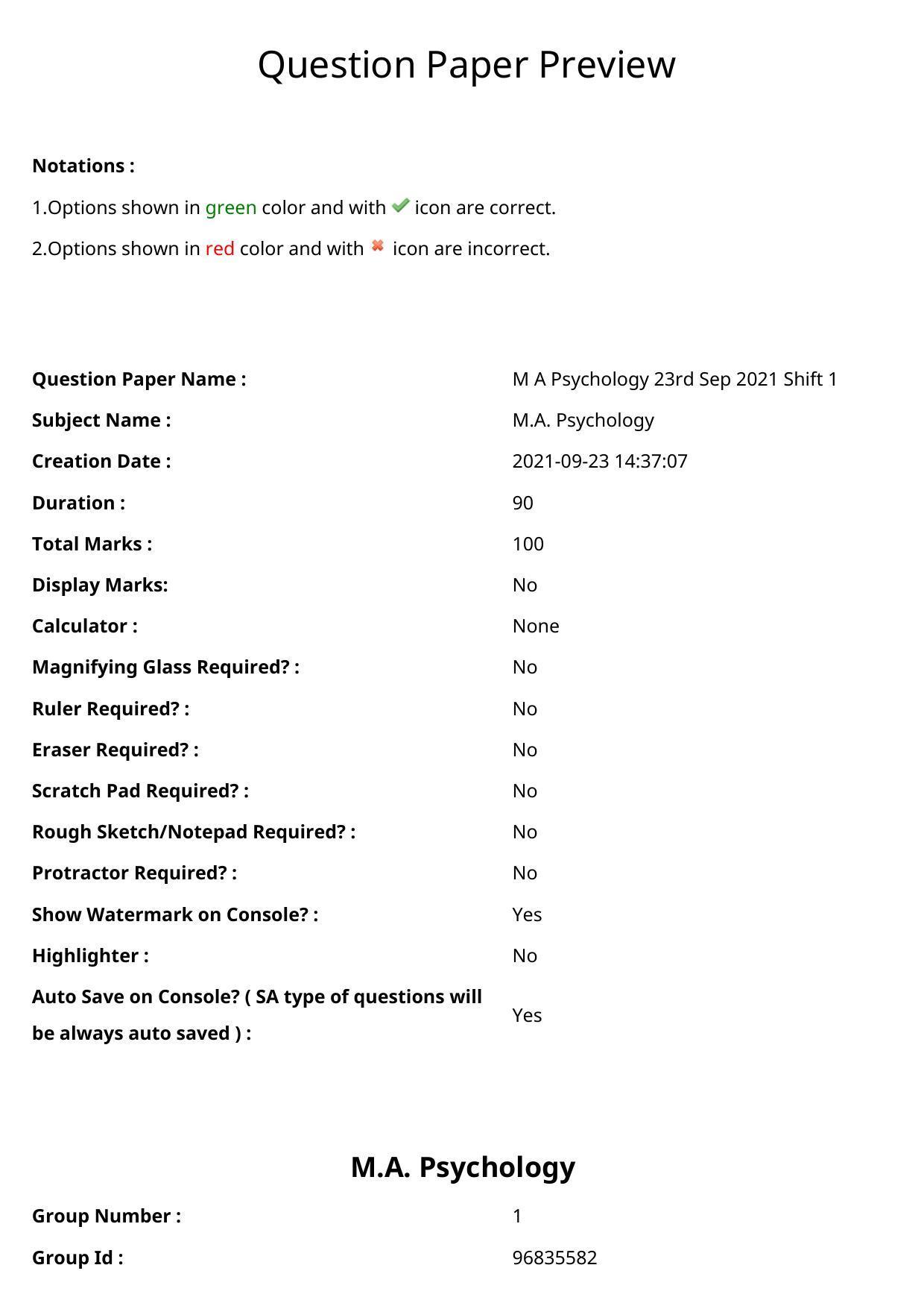 TS CPGET 2021 M.A. Psychology  (Shift 1) Question Paper with Answer Key - Page 1