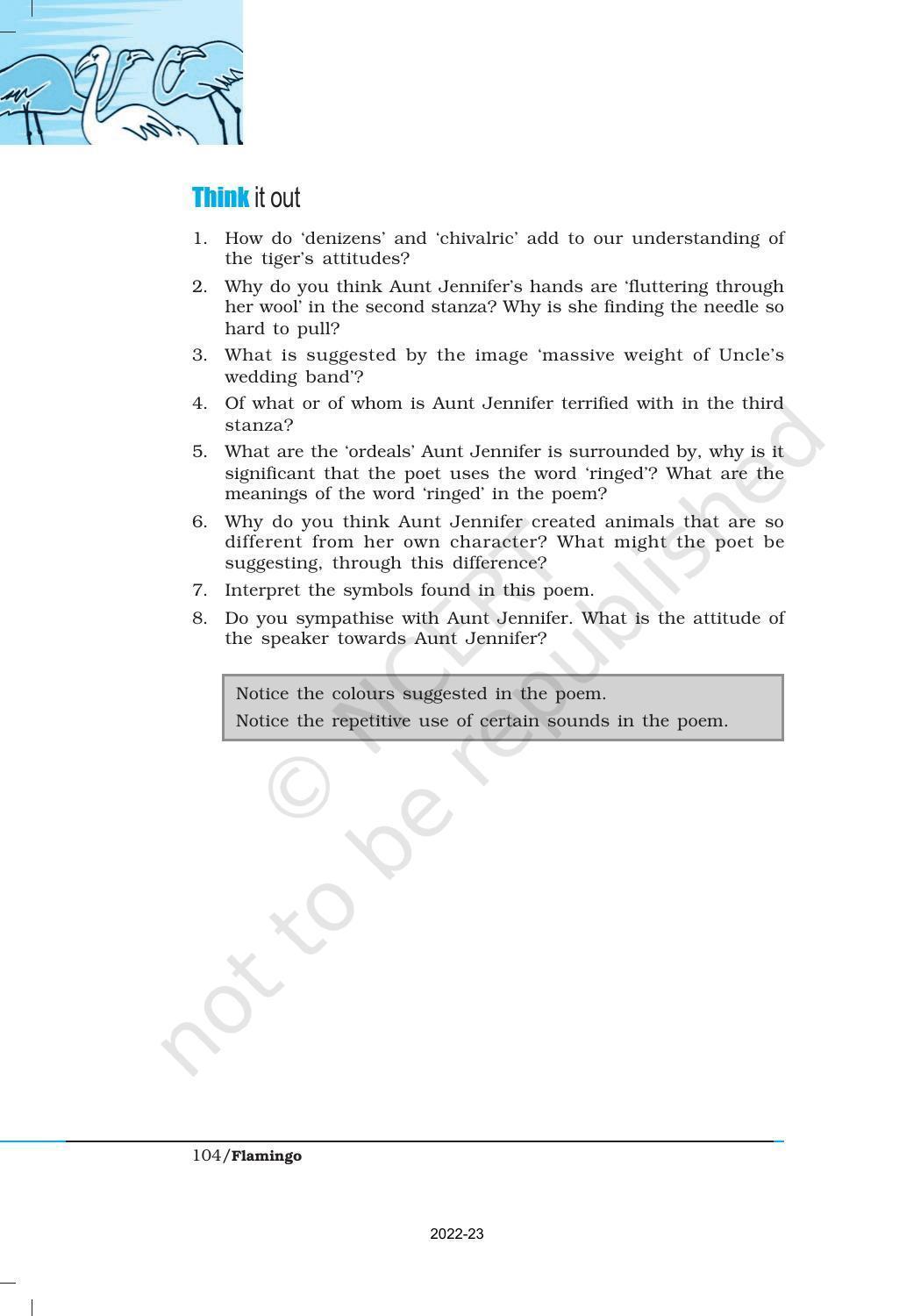 NCERT Book for Class 12 English Chapter 6 Aunt Jennifer's Tigers - Page 2