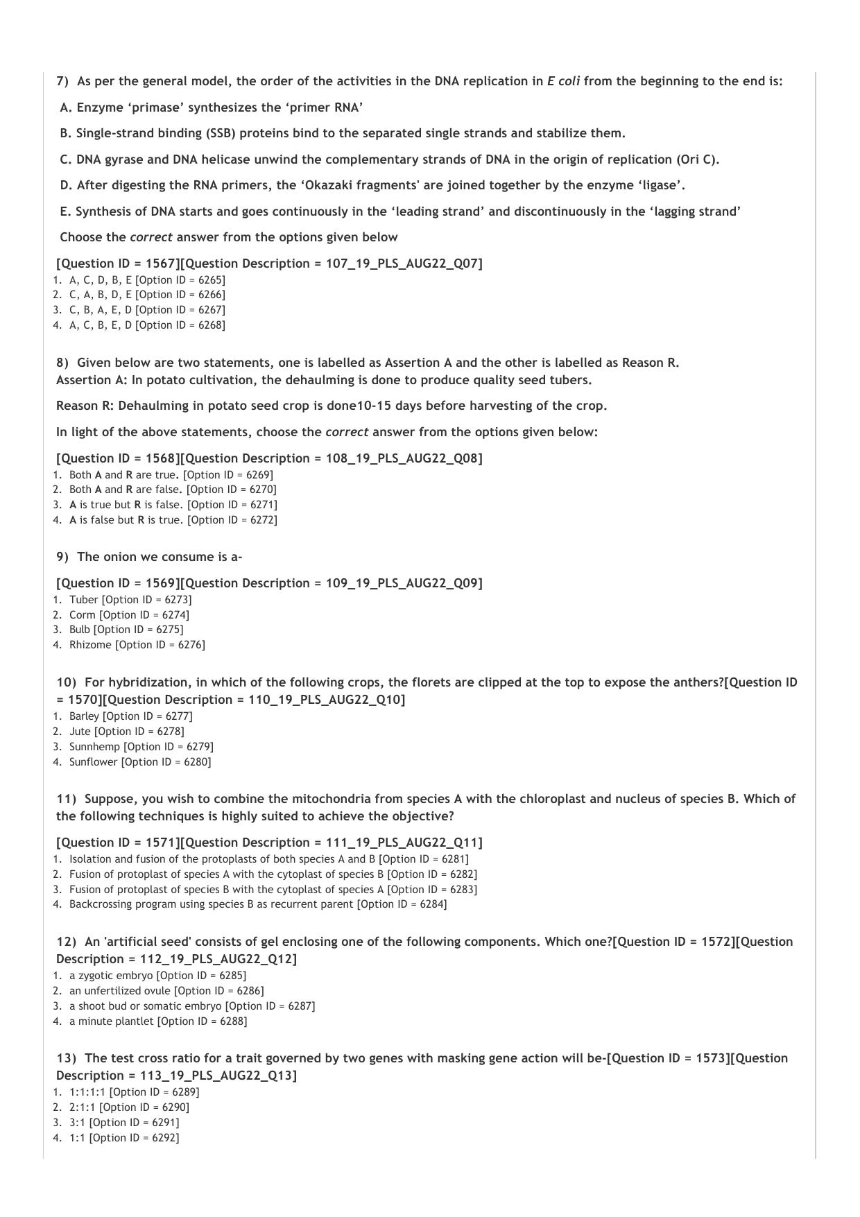 ICAR AIEEA PG 2022 PLANT SCIENCES Question Paper - Page 2