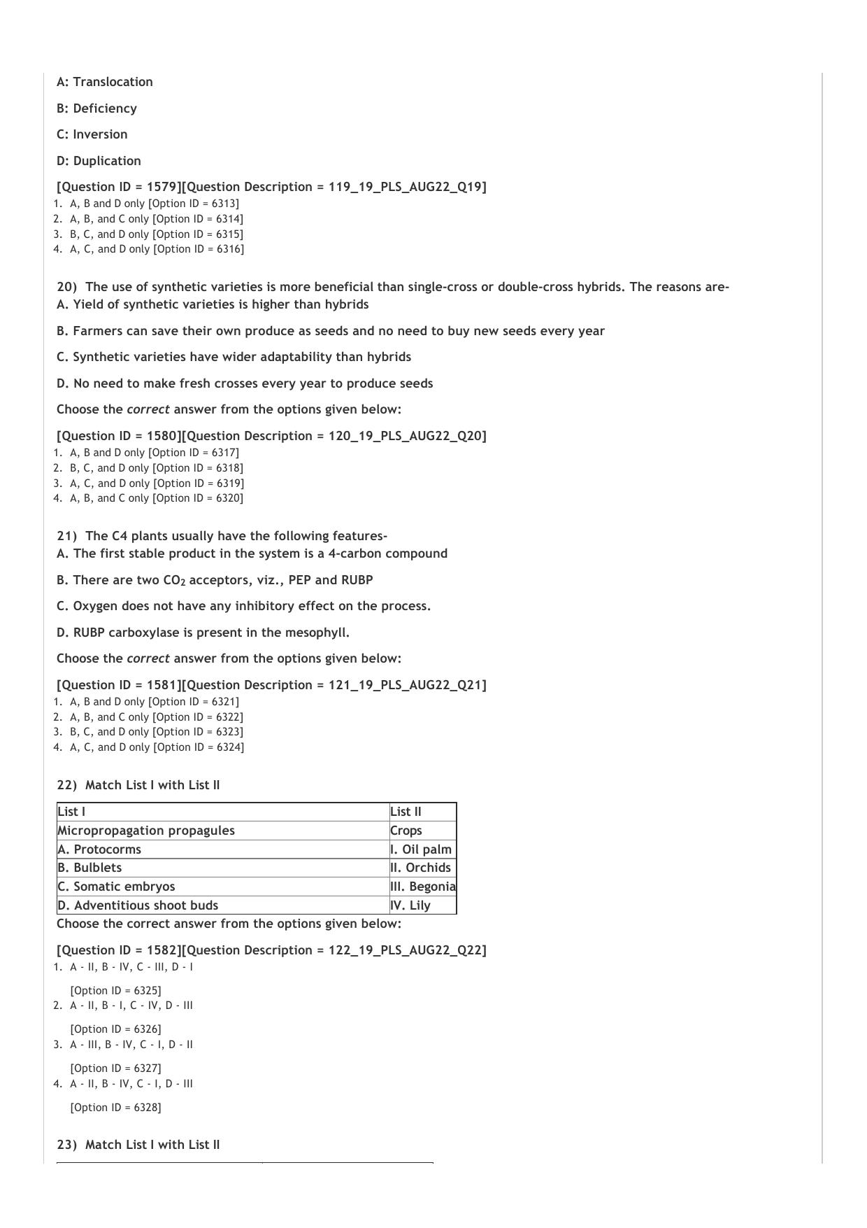 ICAR AIEEA PG 2022 PLANT SCIENCES Question Paper - Page 4