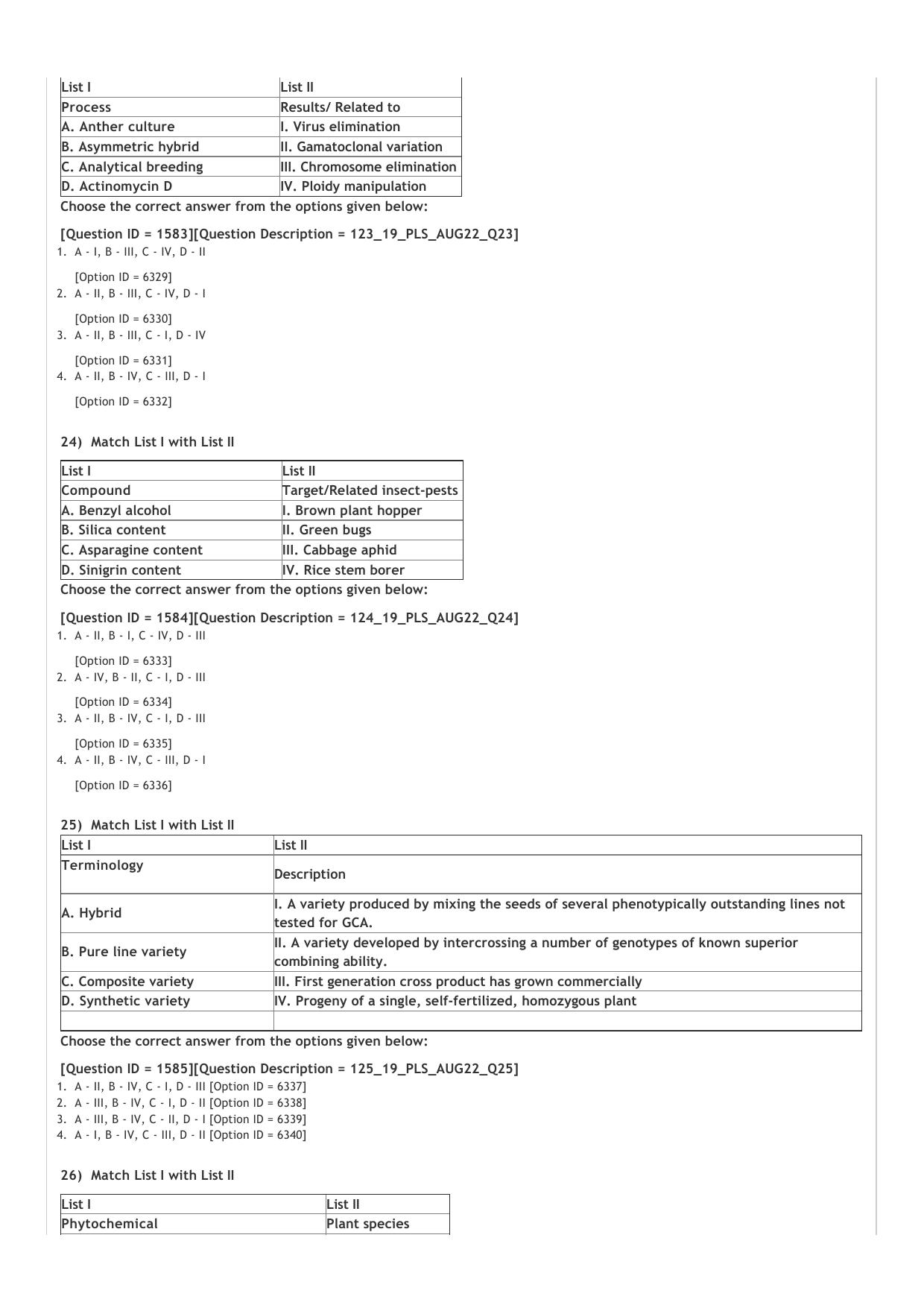 ICAR AIEEA PG 2022 PLANT SCIENCES Question Paper - Page 5