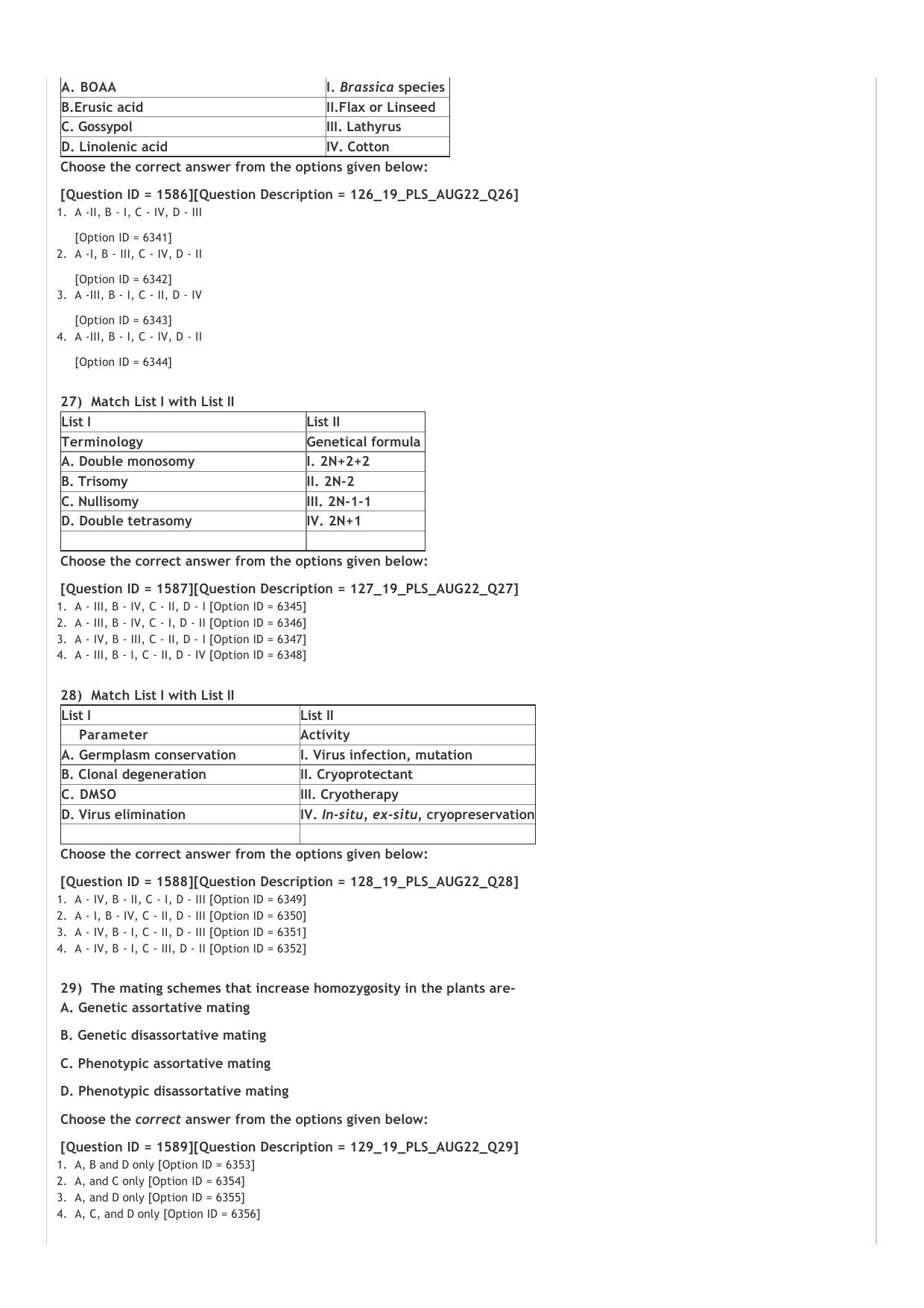 ICAR AIEEA PG 2022 PLANT SCIENCES Question Paper - Page 6