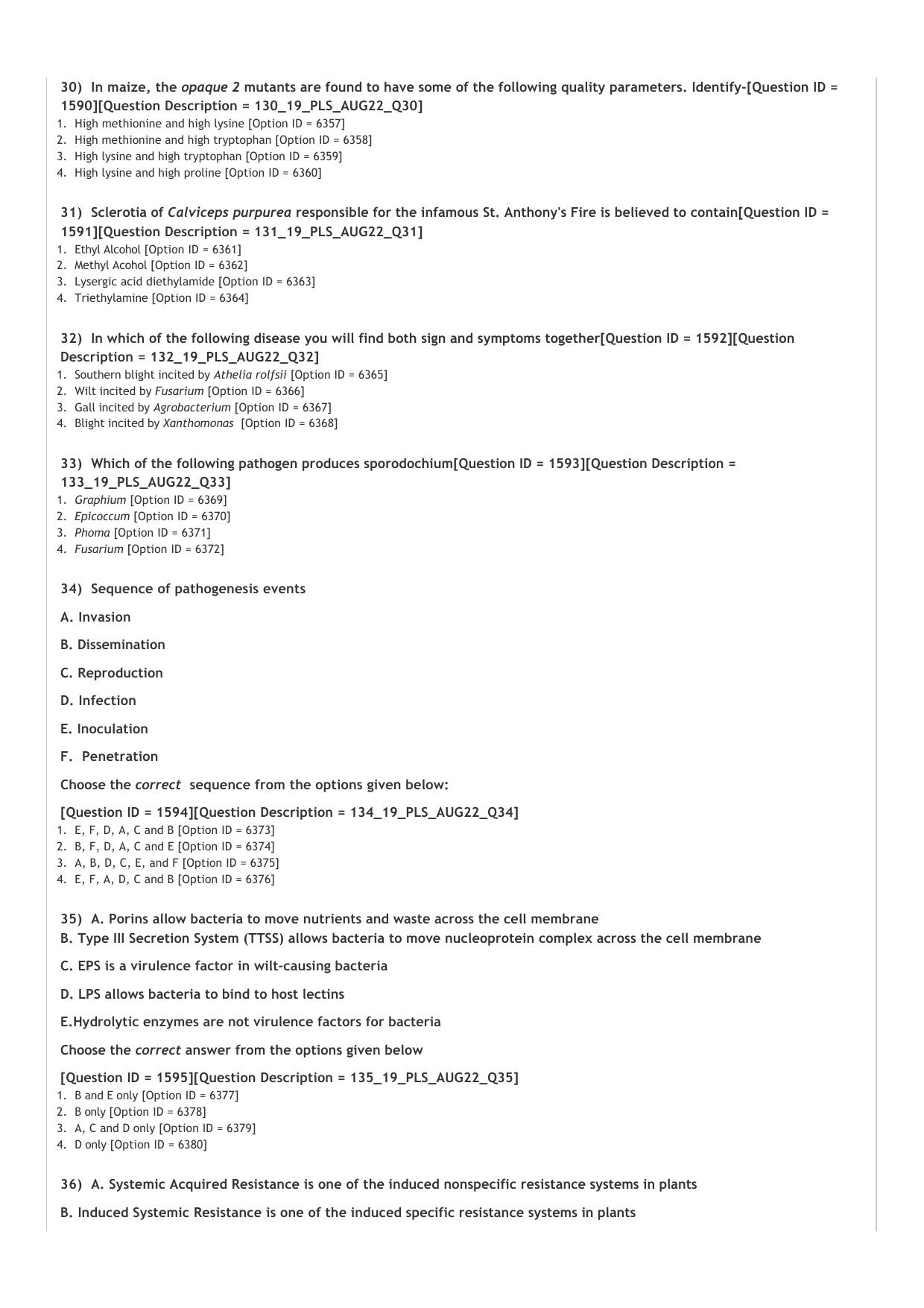 ICAR AIEEA PG 2022 PLANT SCIENCES Question Paper - Page 7