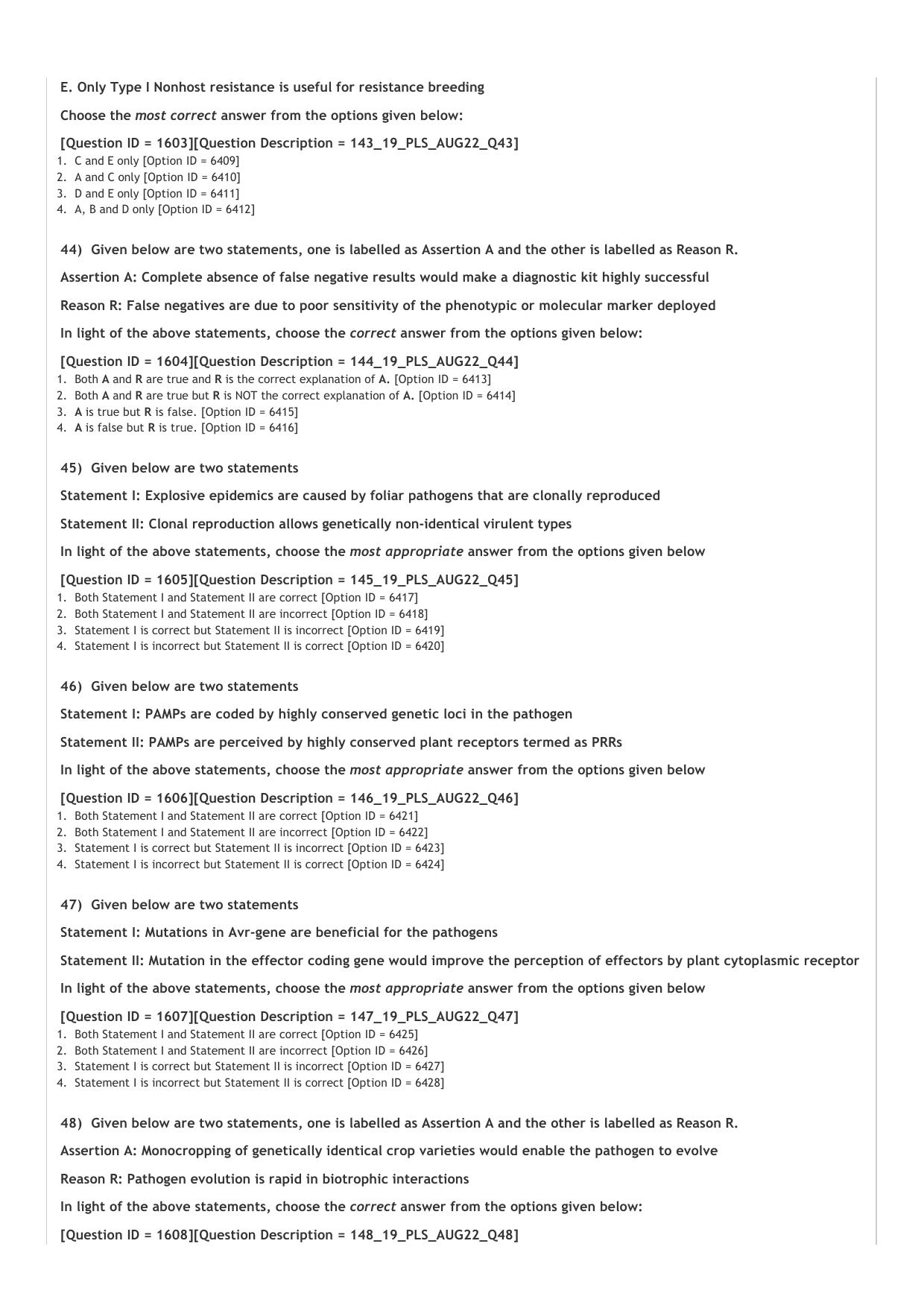 ICAR AIEEA PG 2022 PLANT SCIENCES Question Paper - Page 10