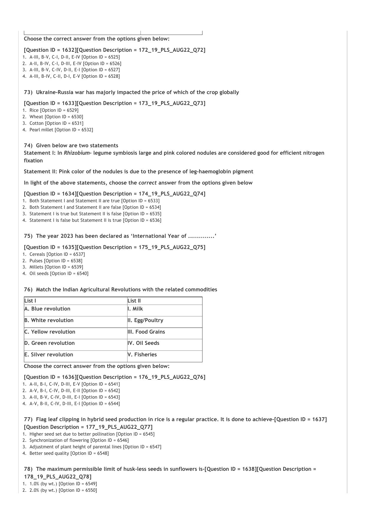 ICAR AIEEA PG 2022 PLANT SCIENCES Question Paper - Page 16