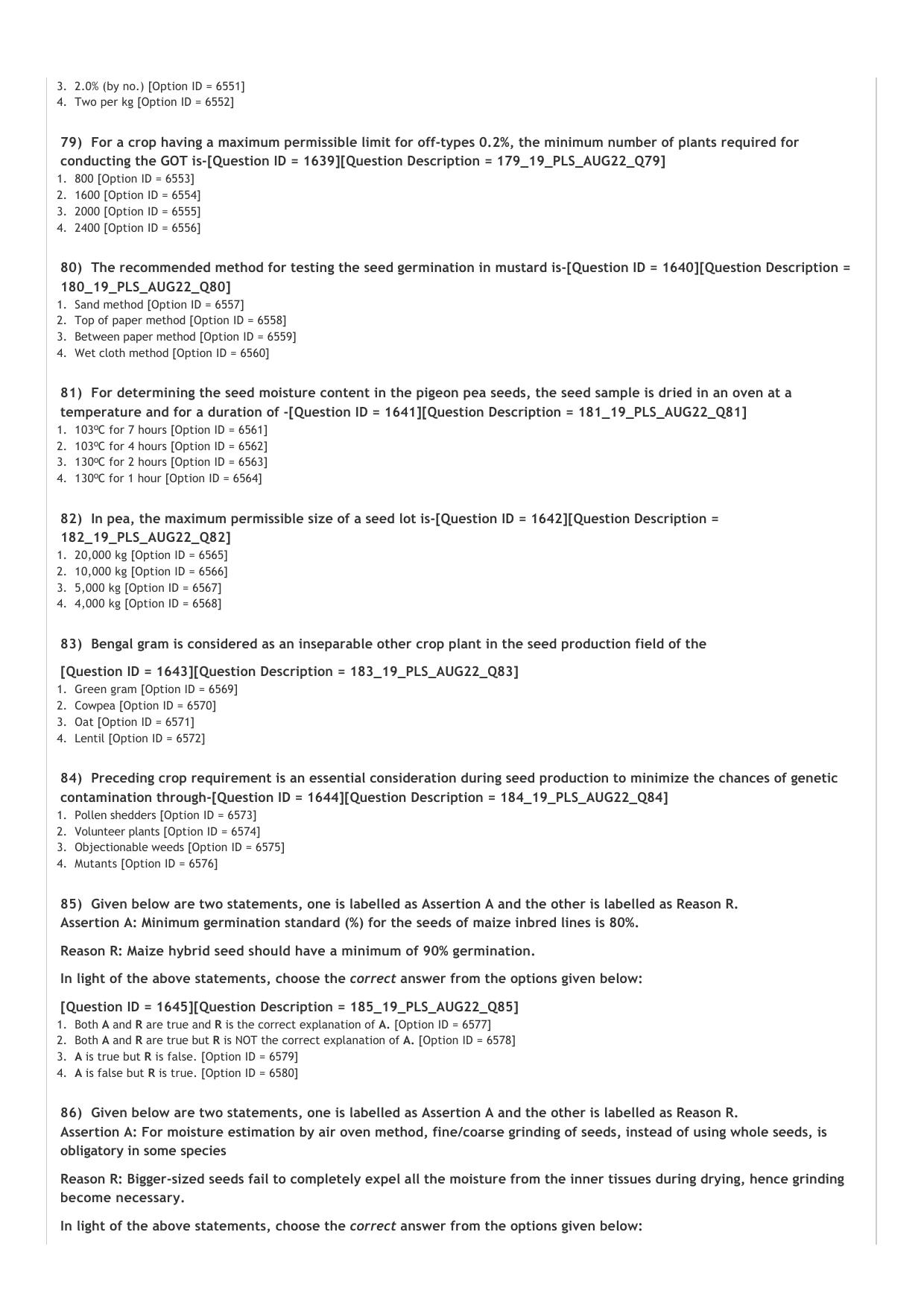 ICAR AIEEA PG 2022 PLANT SCIENCES Question Paper - Page 17