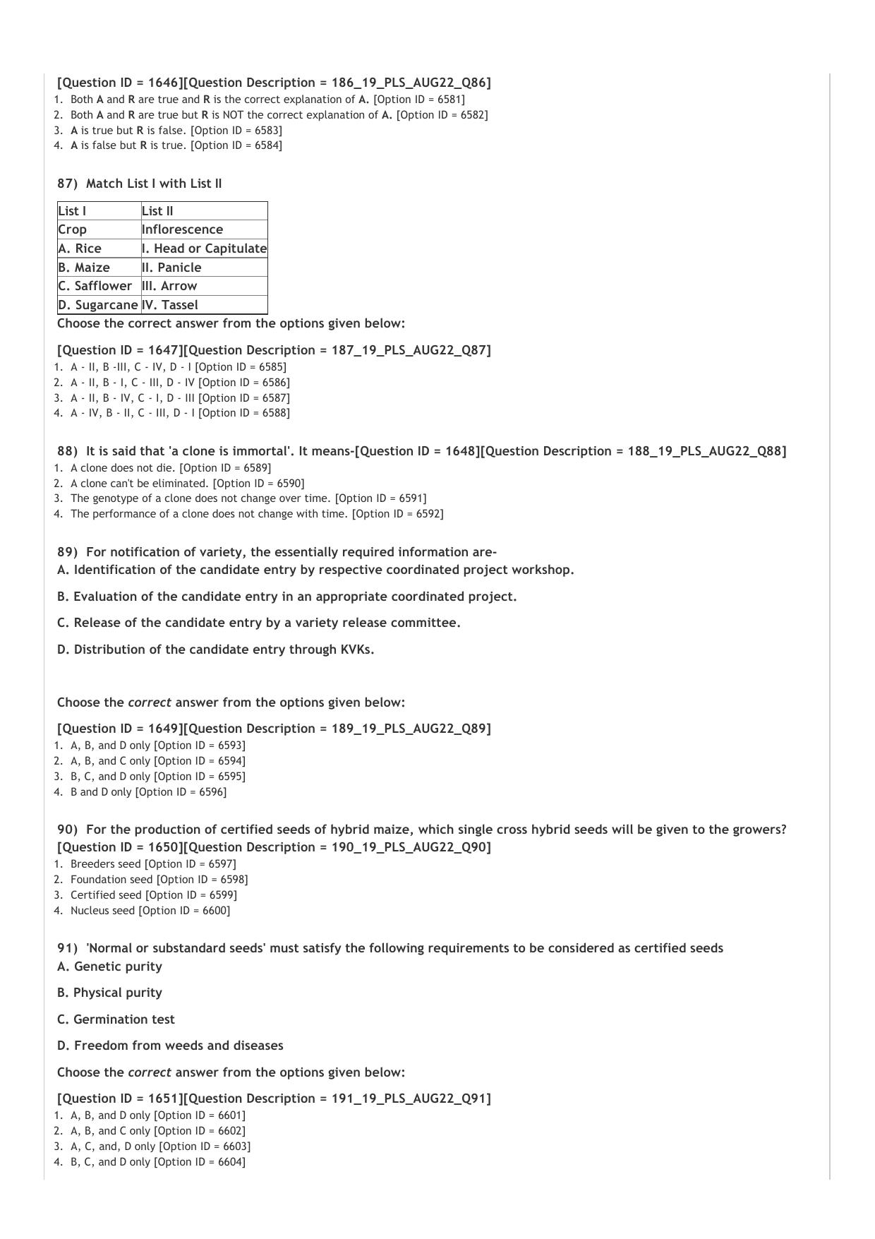 ICAR AIEEA PG 2022 PLANT SCIENCES Question Paper - Page 18