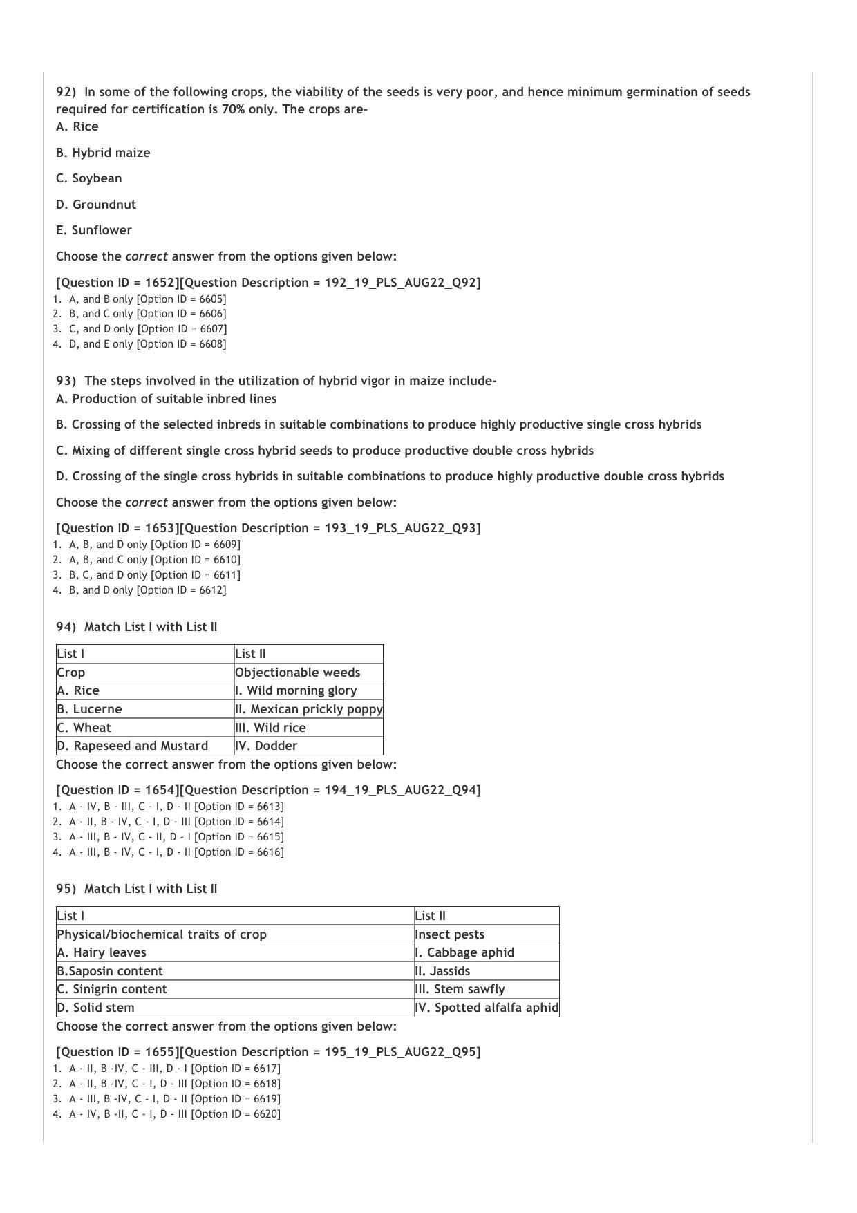 ICAR AIEEA PG 2022 PLANT SCIENCES Question Paper - Page 19