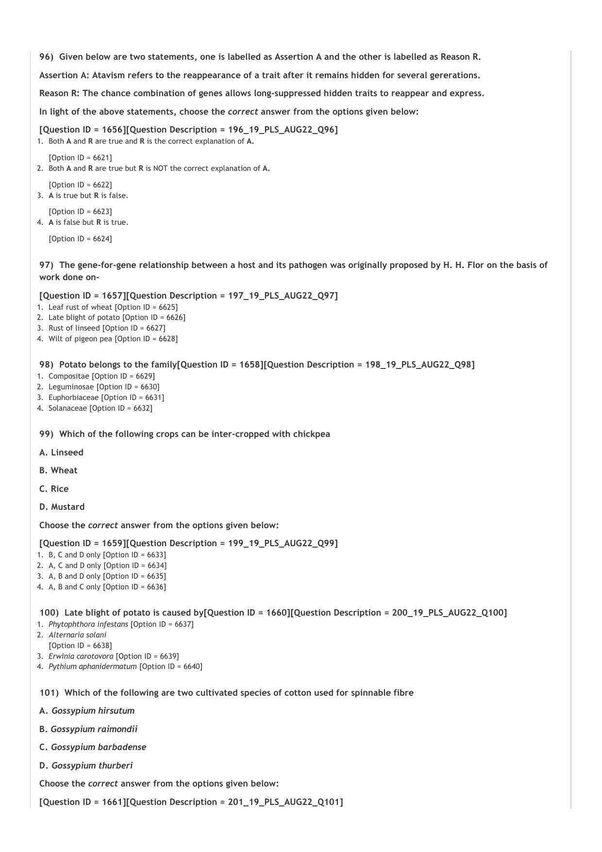 ICAR AIEEA PG 2022 PLANT SCIENCES Question Paper - Page 20
