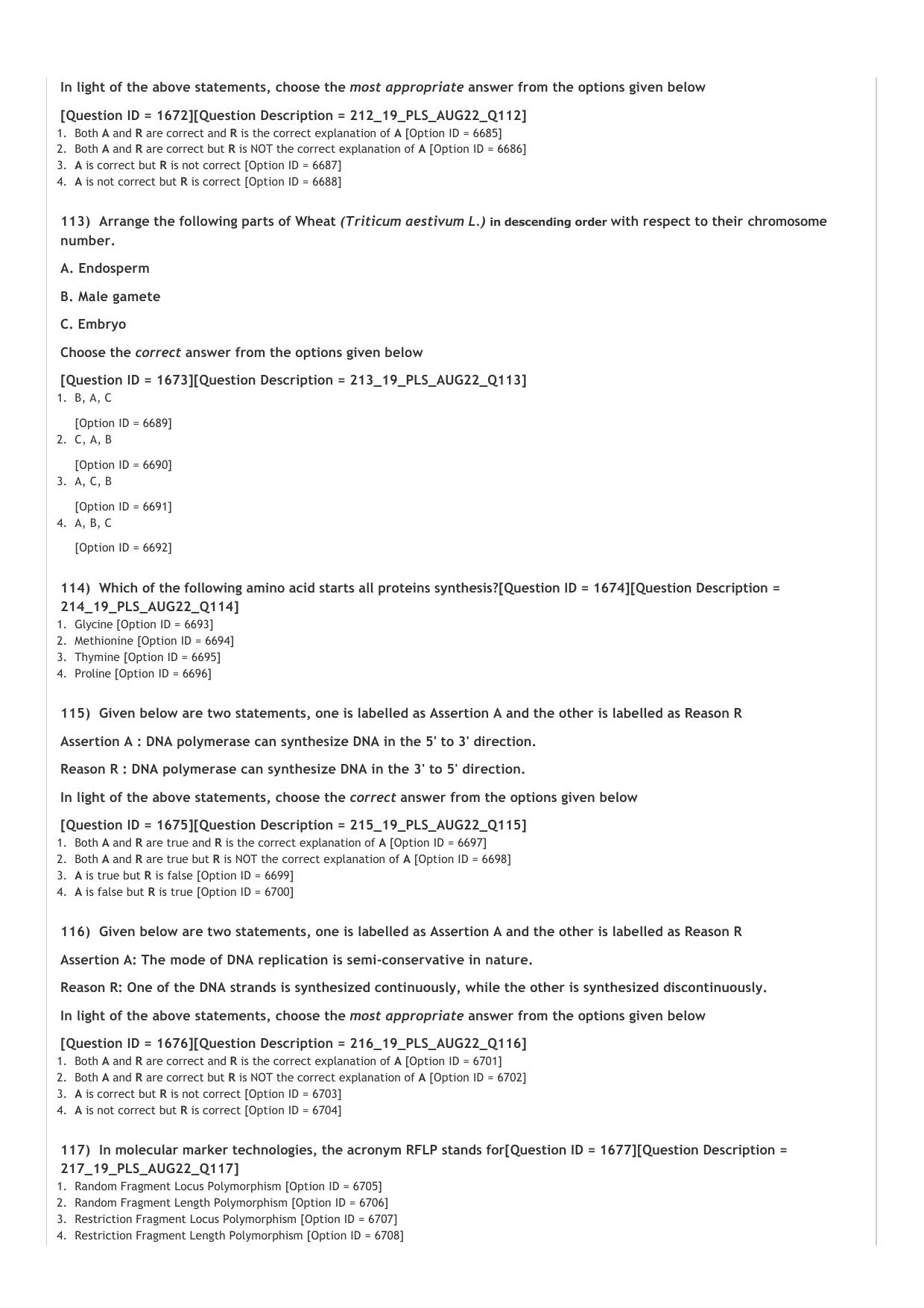 ICAR AIEEA PG 2022 PLANT SCIENCES Question Paper - Page 23