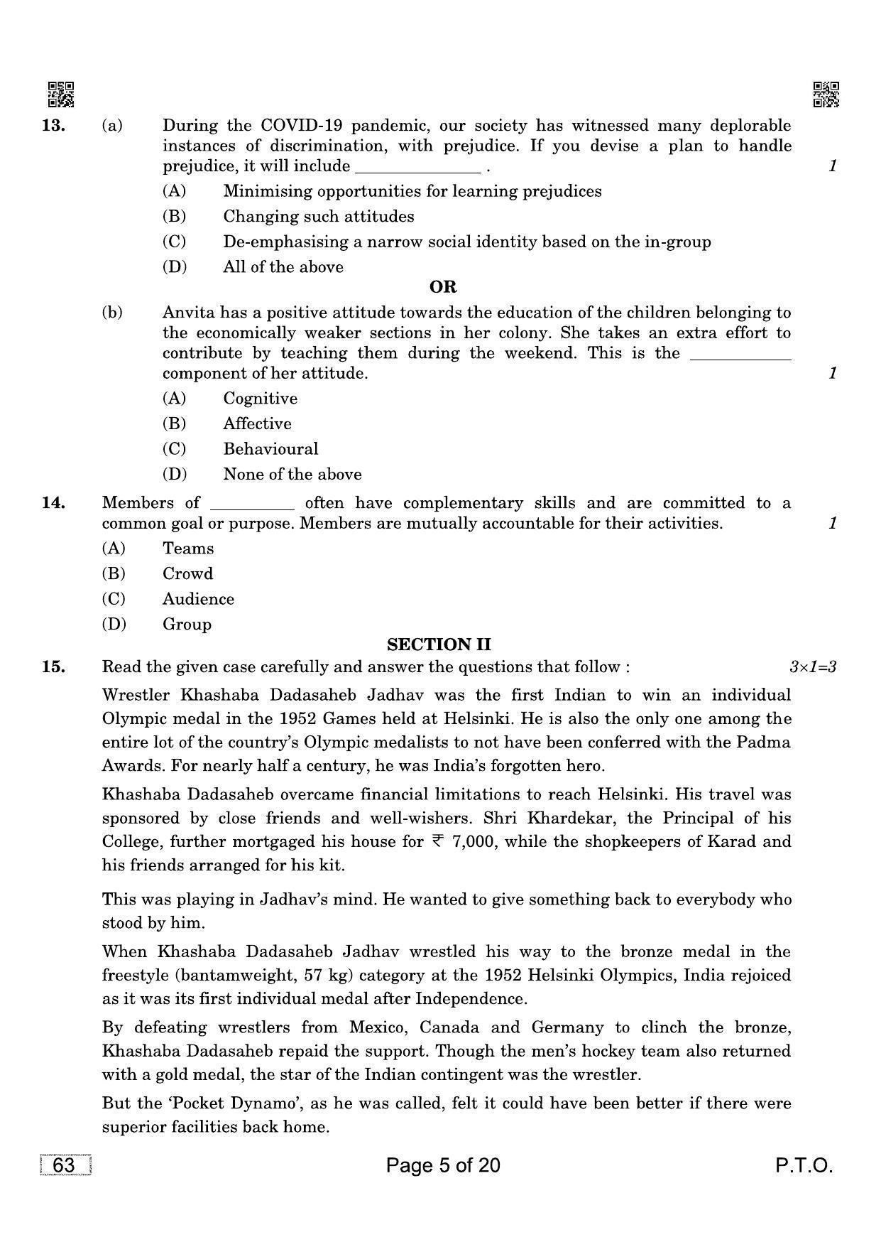 CBSE Class 12 QP_037_Psychology 2021 Compartment Question Paper - Page 5