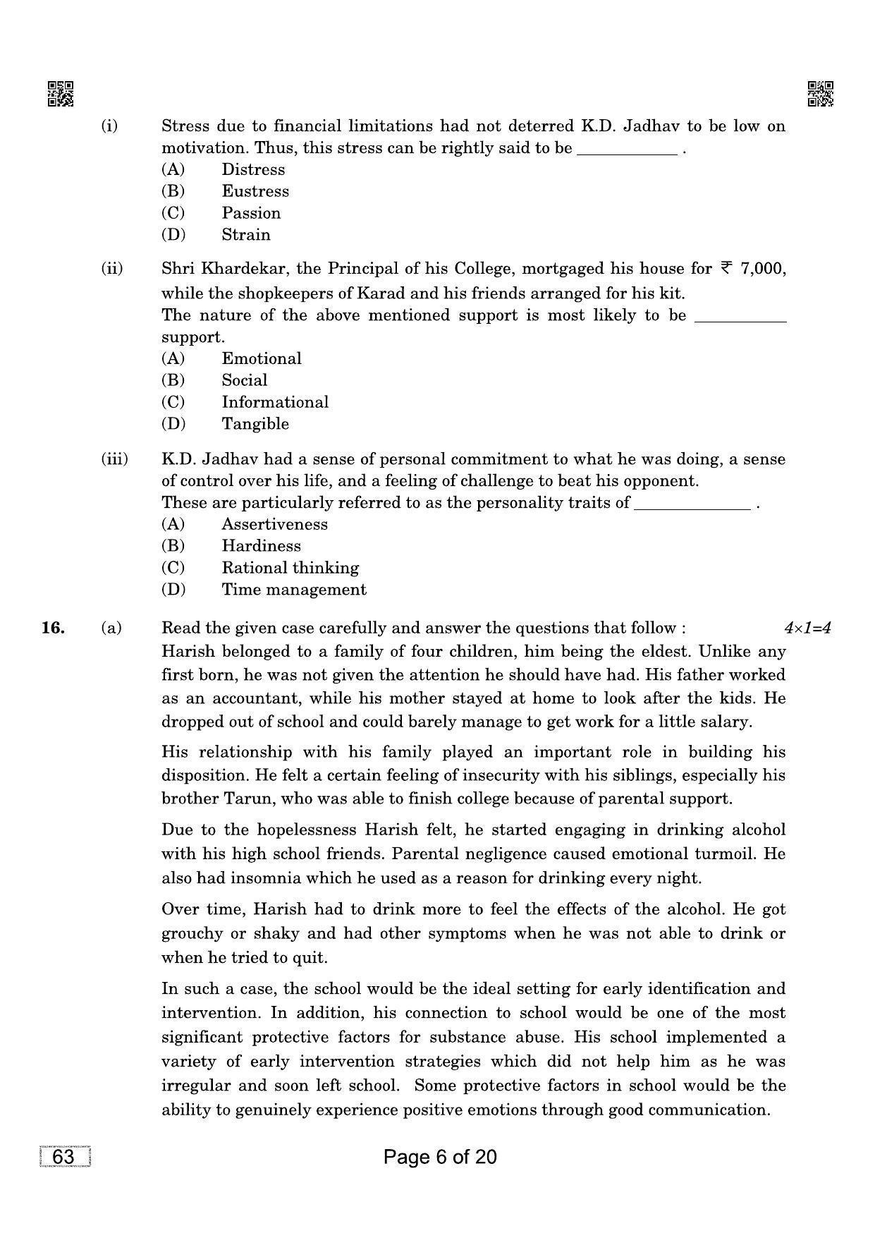 CBSE Class 12 QP_037_Psychology 2021 Compartment Question Paper - Page 6