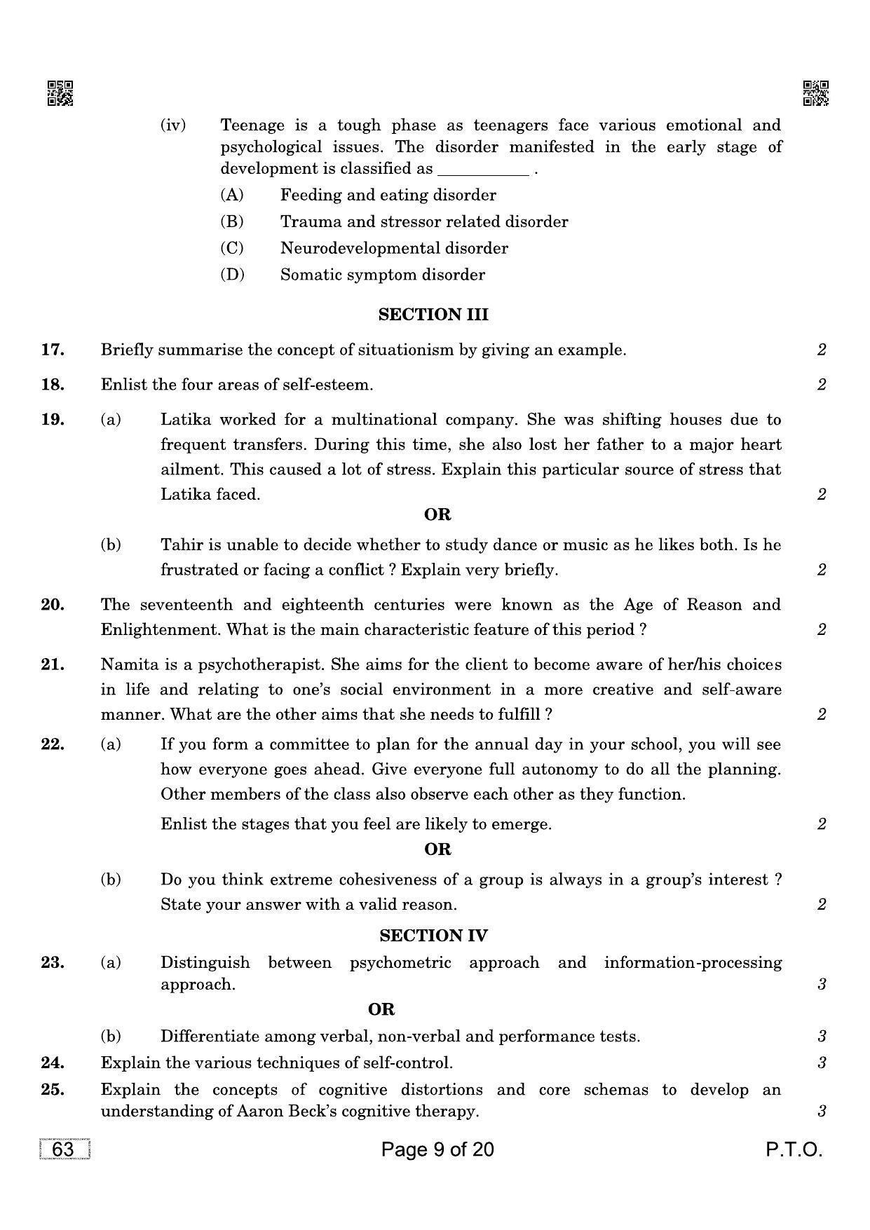 CBSE Class 12 QP_037_Psychology 2021 Compartment Question Paper - Page 9
