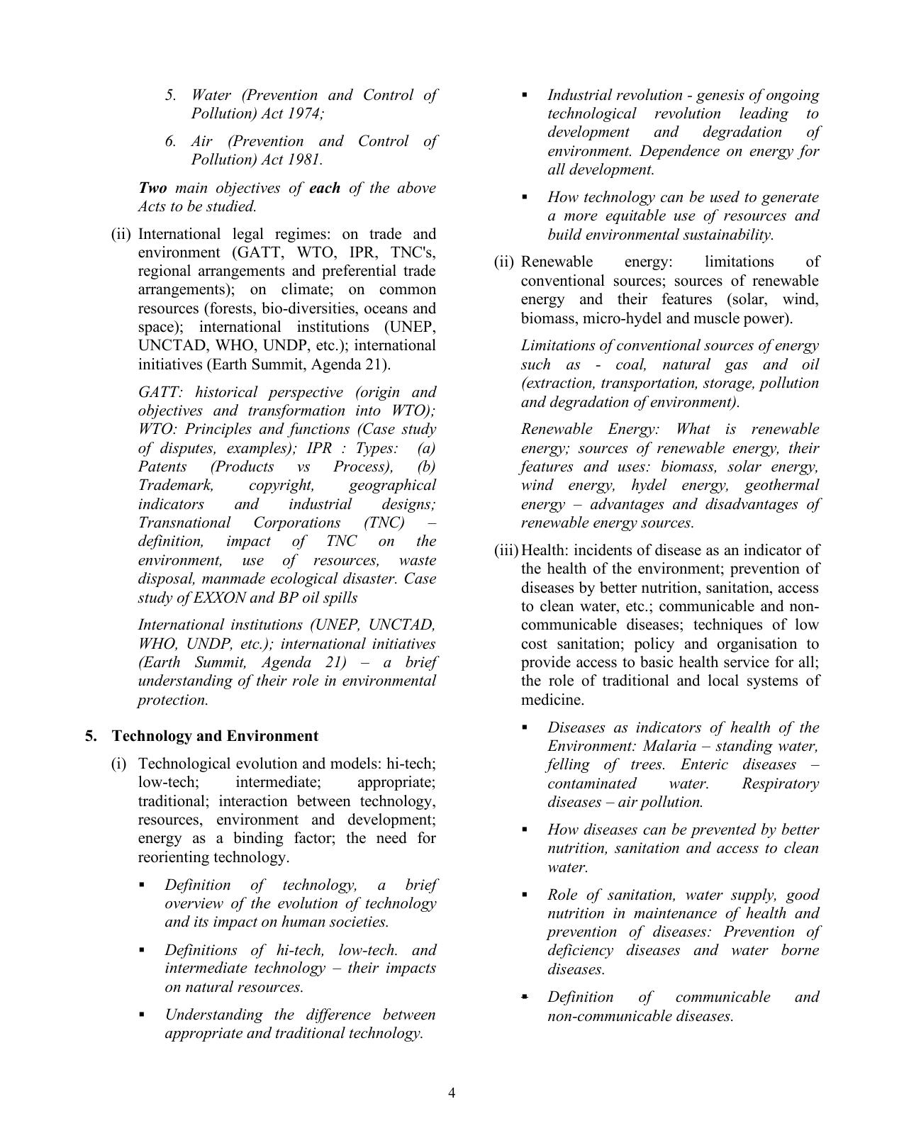 ISC Class XI & XII Environmental Science 2025 Syllabus - Page 4