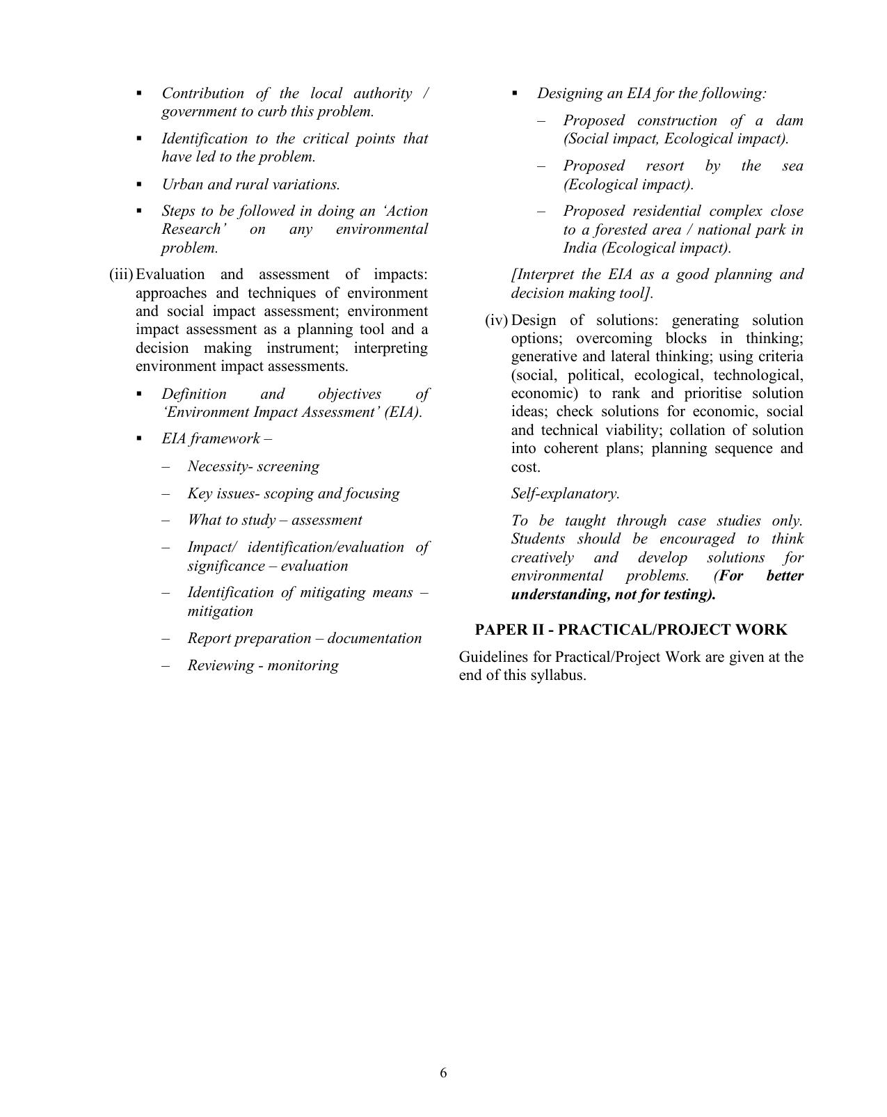 ISC Class XI & XII Environmental Science 2025 Syllabus - Page 6