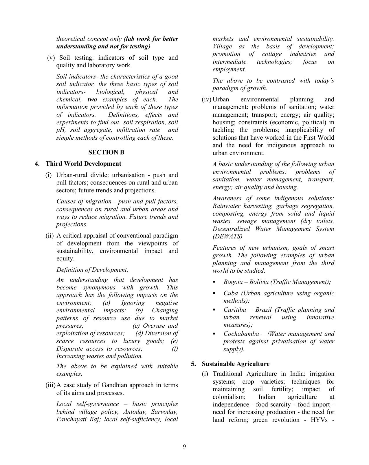 ISC Class XI & XII Environmental Science 2025 Syllabus - Page 9